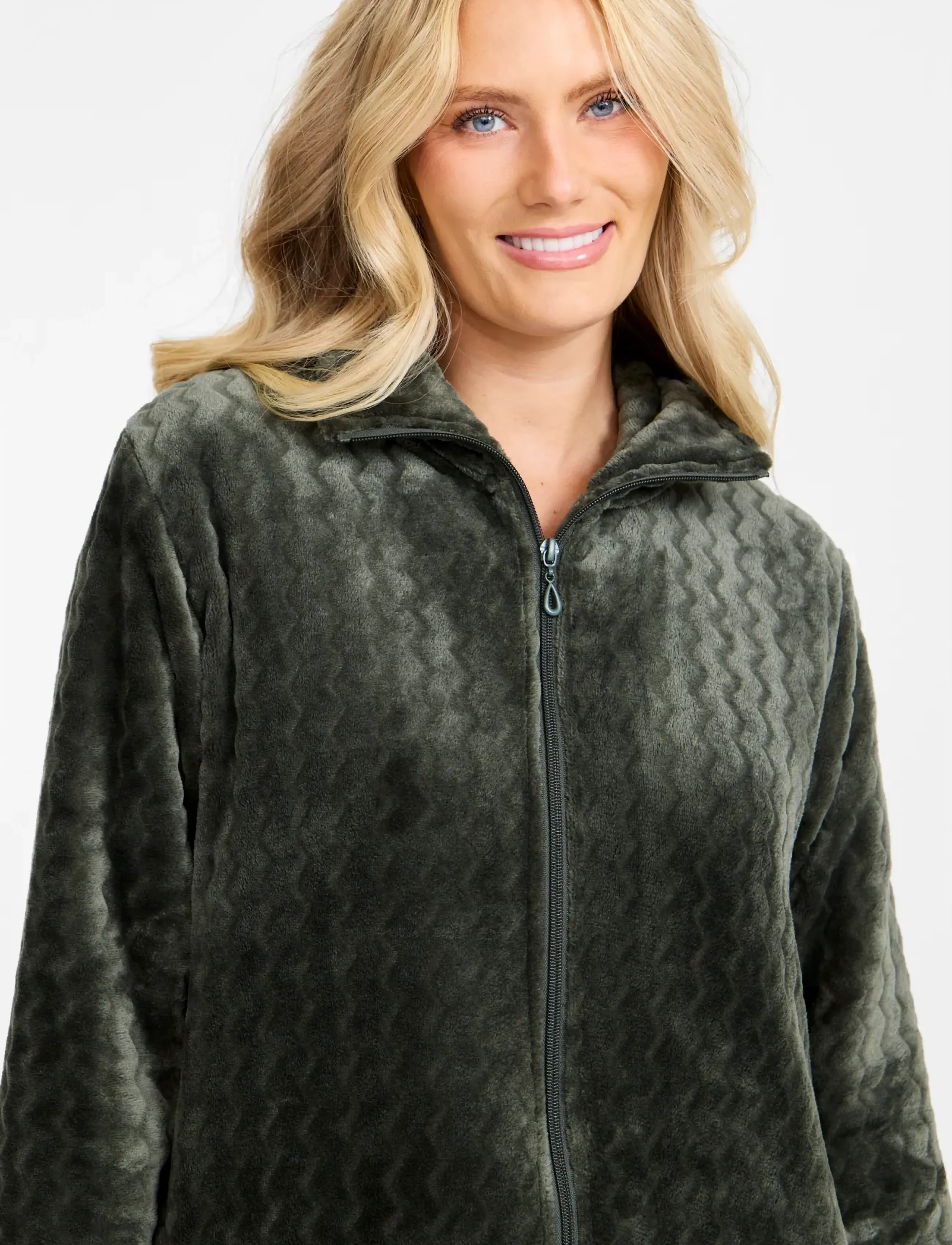 Damella of Sweden - Short Robe - fleece og mellemlag - dark olive - 4