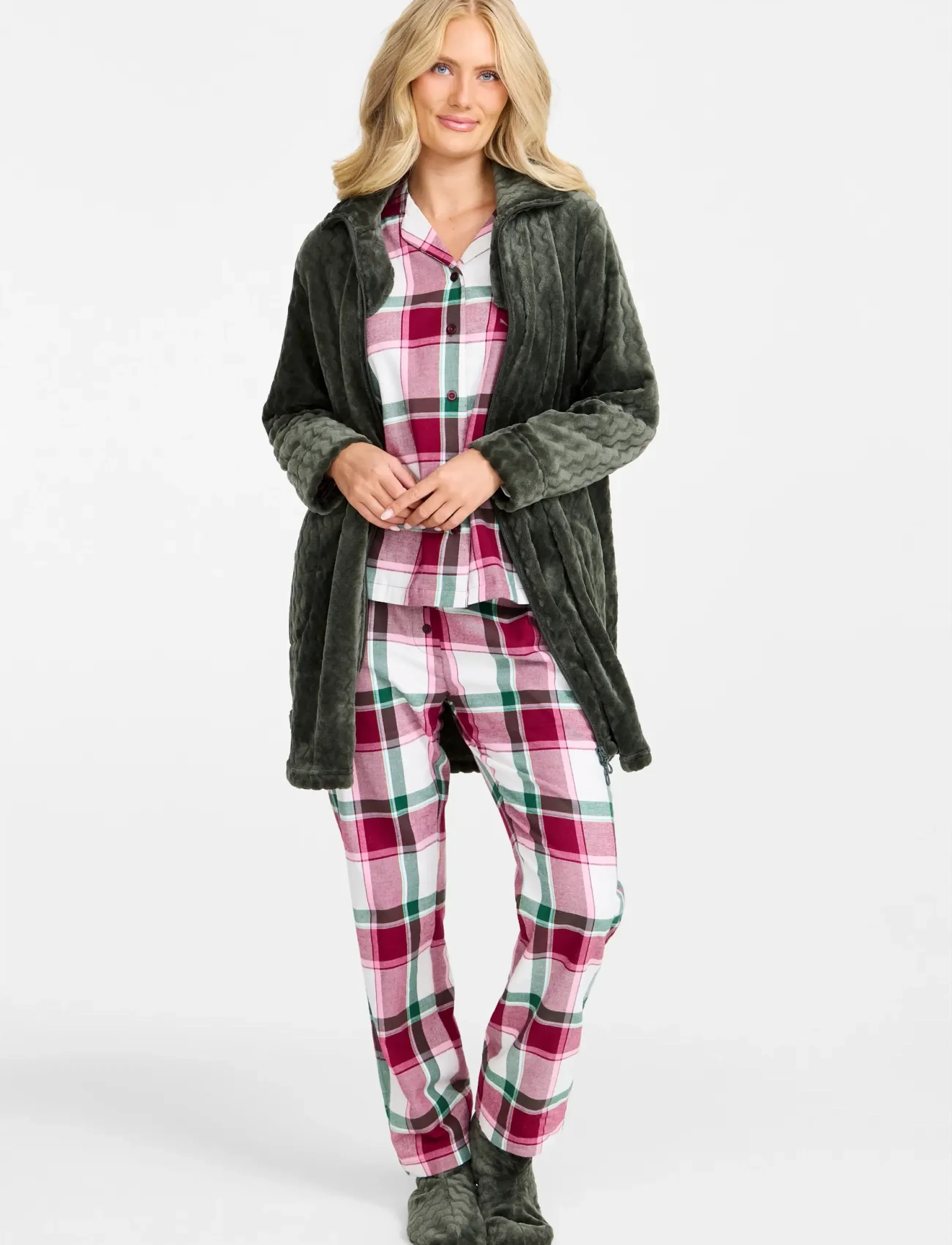 Damella of Sweden - Short Robe - fleece og mellemlag - dark olive - 5
