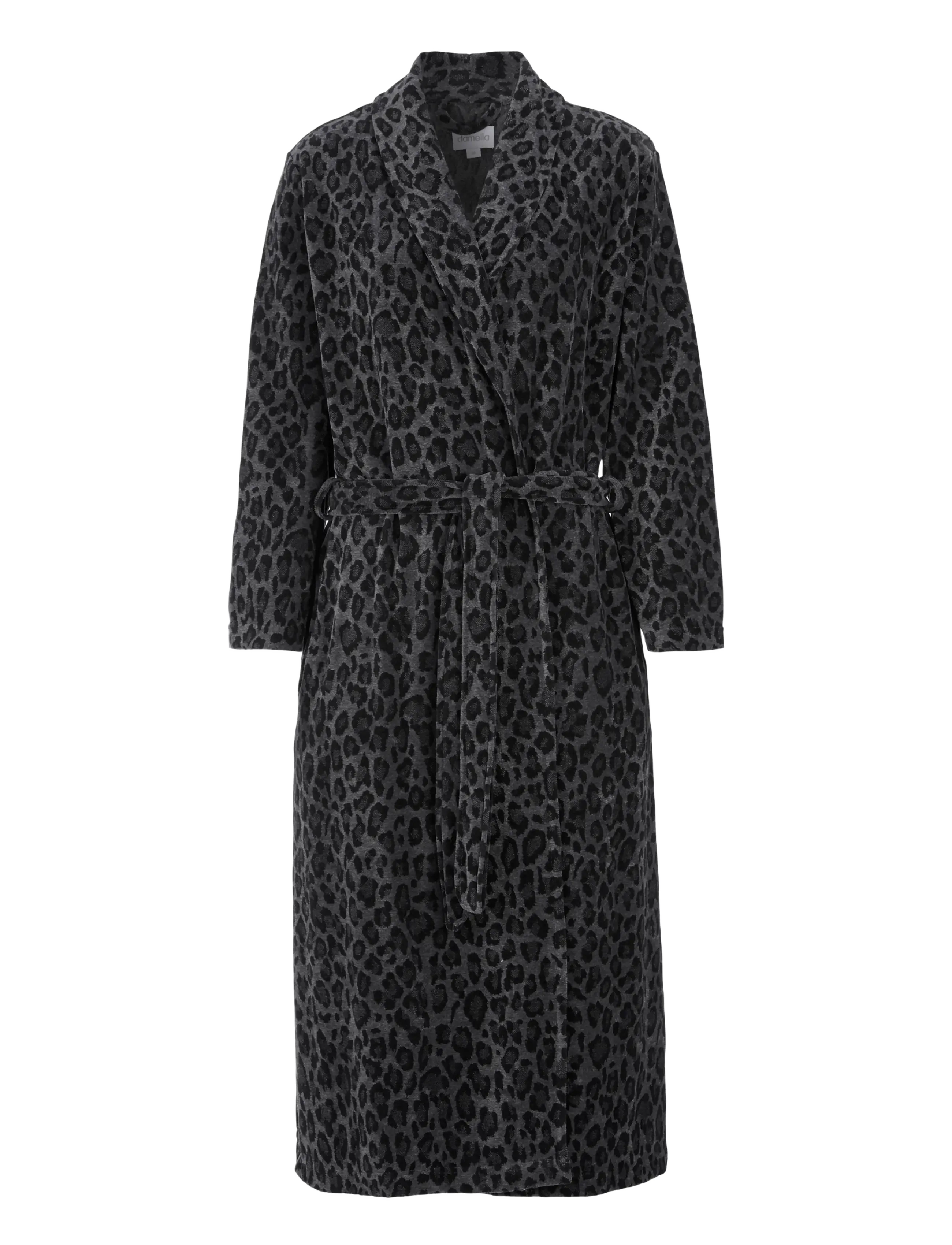 Damella of Sweden Fleece robe - Ondergoed - BLACK/GREY / grey
