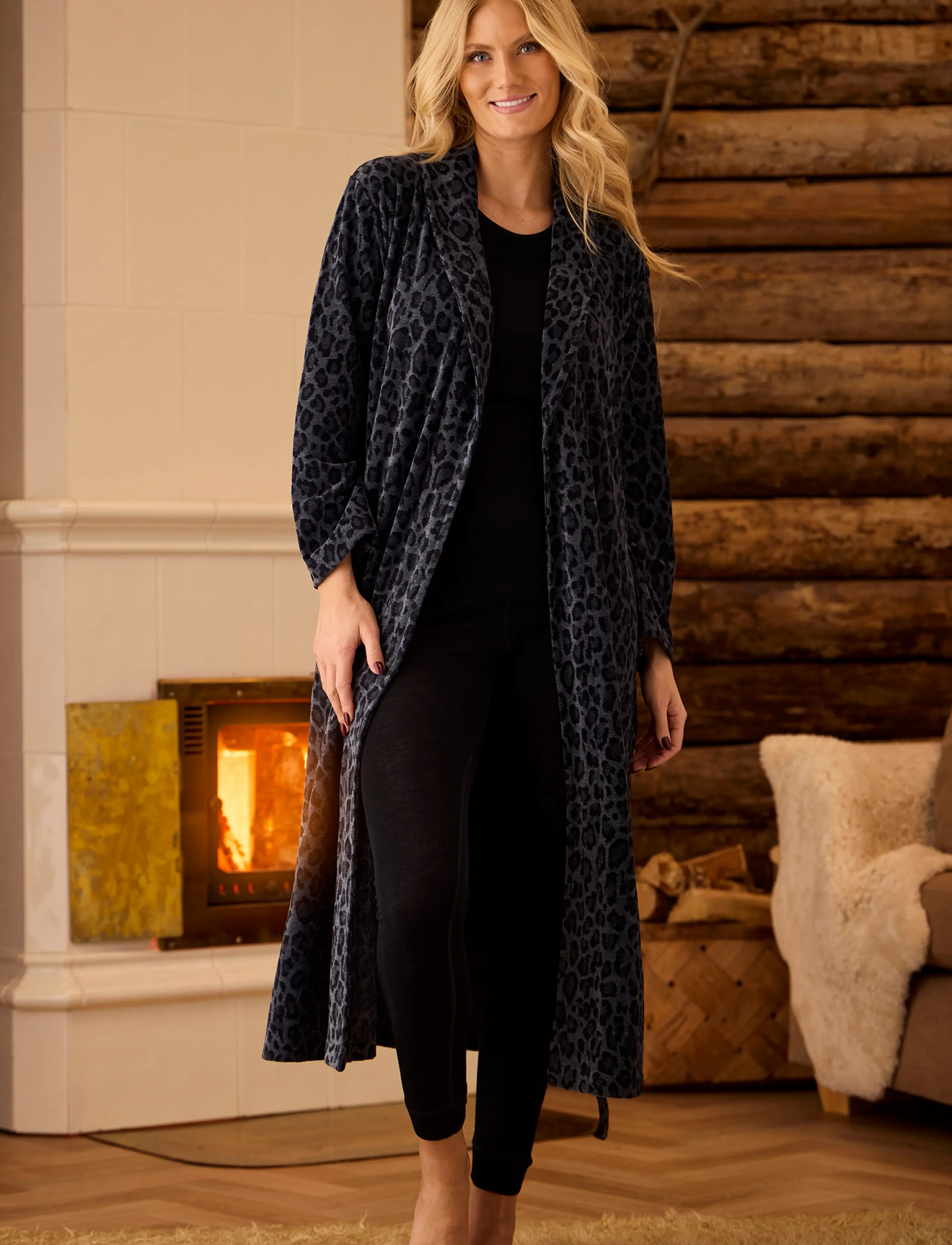 Damella of Sweden - Fleece robe - morgonrockar - black/grey - 4