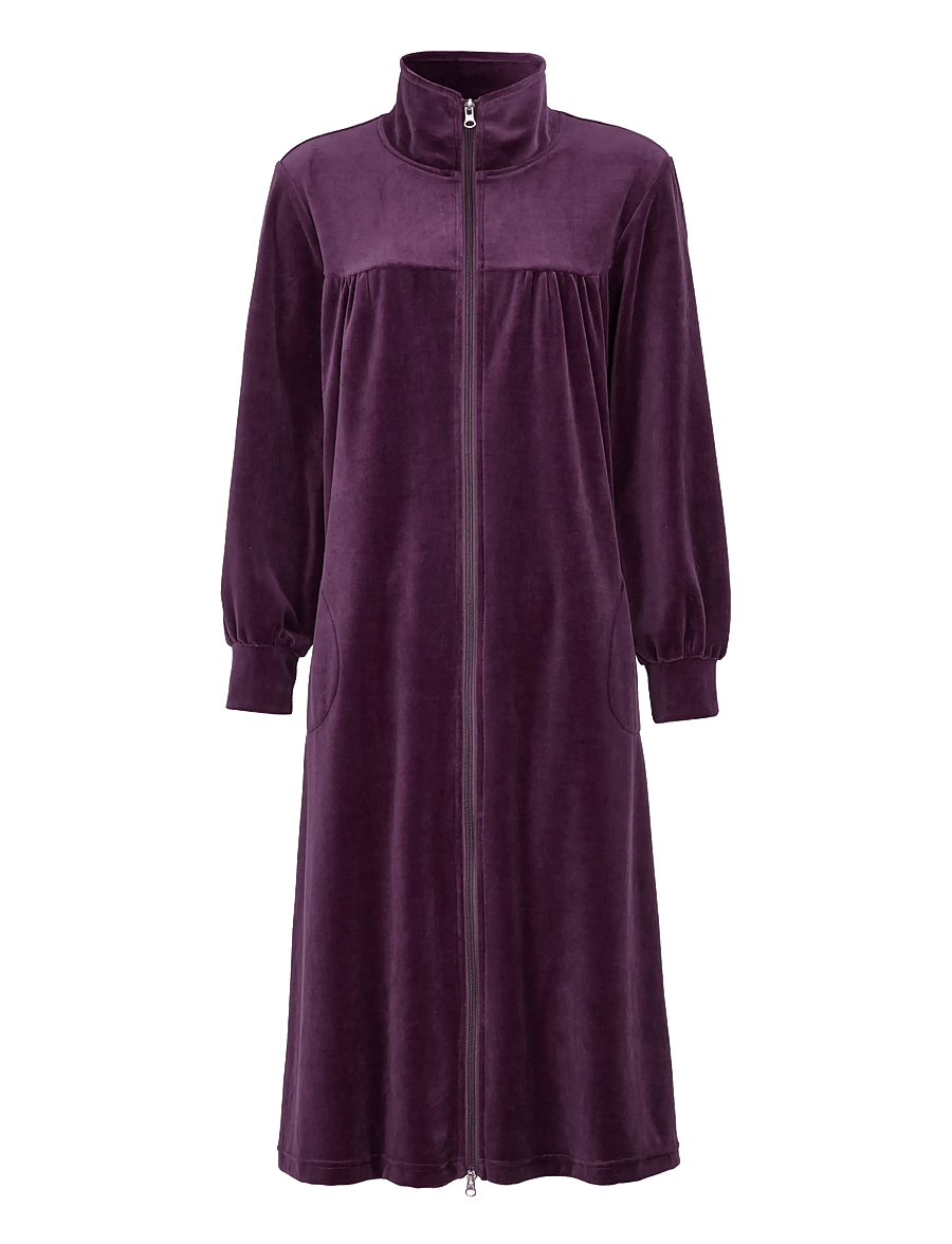 Damella of Sweden - Velour Robe - robes - plum - 1