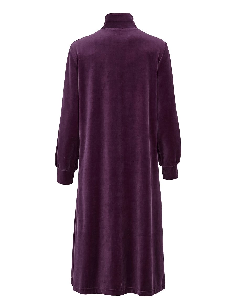 Damella of Sweden - Velour Robe - robes - plum - 2