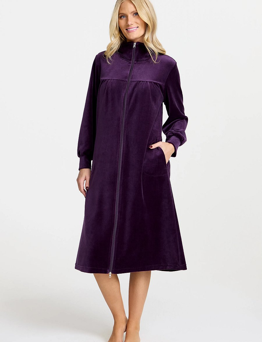 Damella of Sweden - Velour Robe - robes - plum - 0
