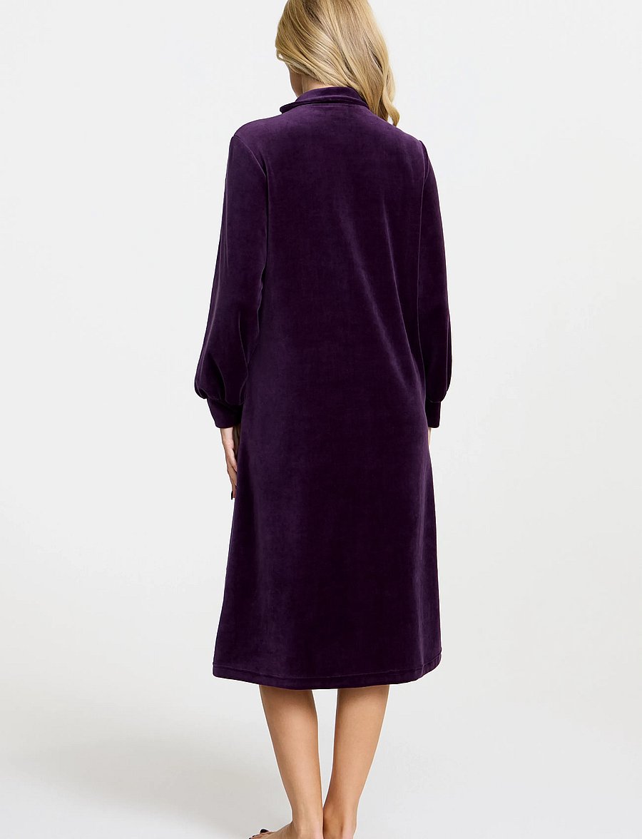 Damella of Sweden - Velour Robe - robes - plum - 3