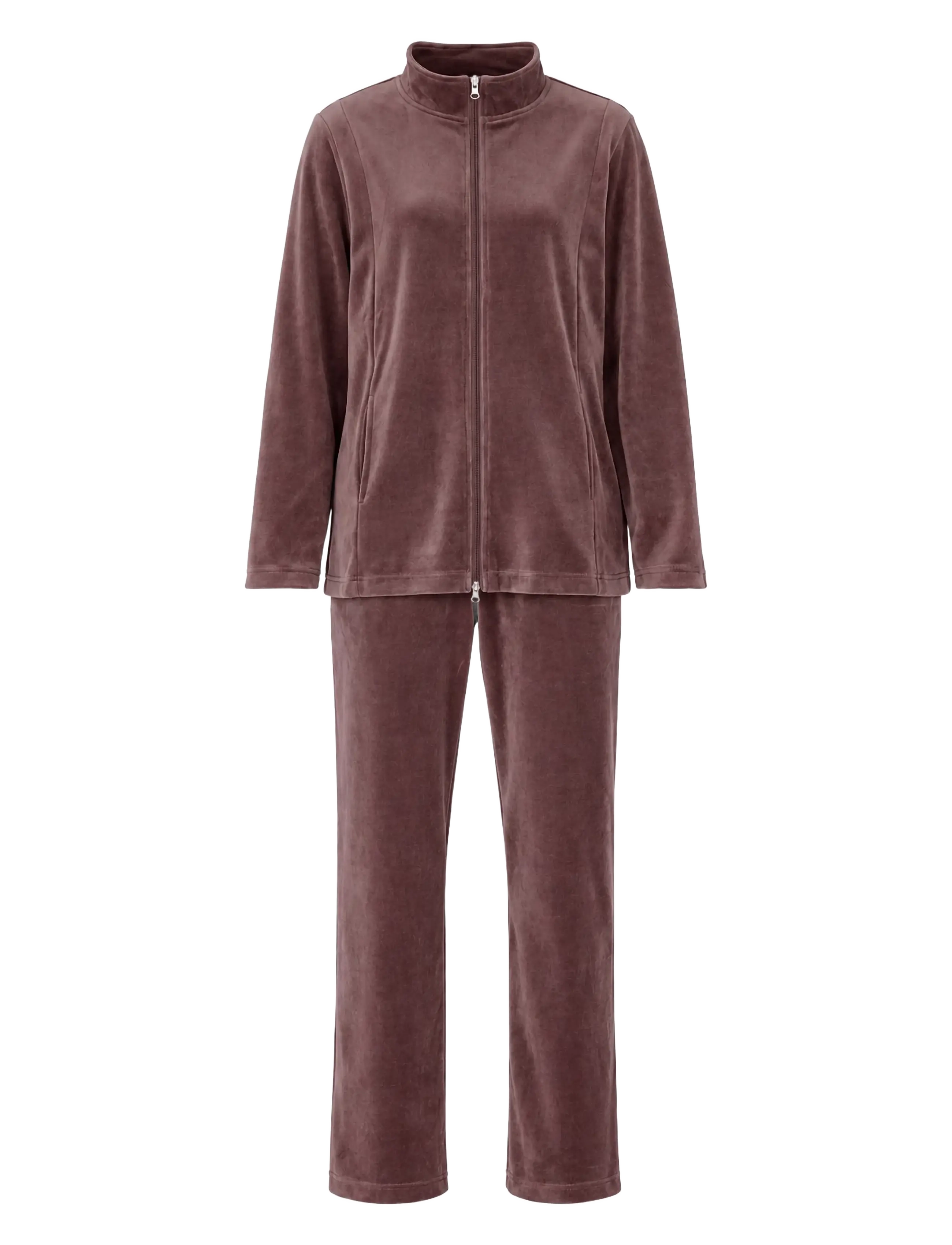 Damella of Sweden Velour Suit Marielle, Damen, Velours Trainingsanzug, Braun, Gr.XXL