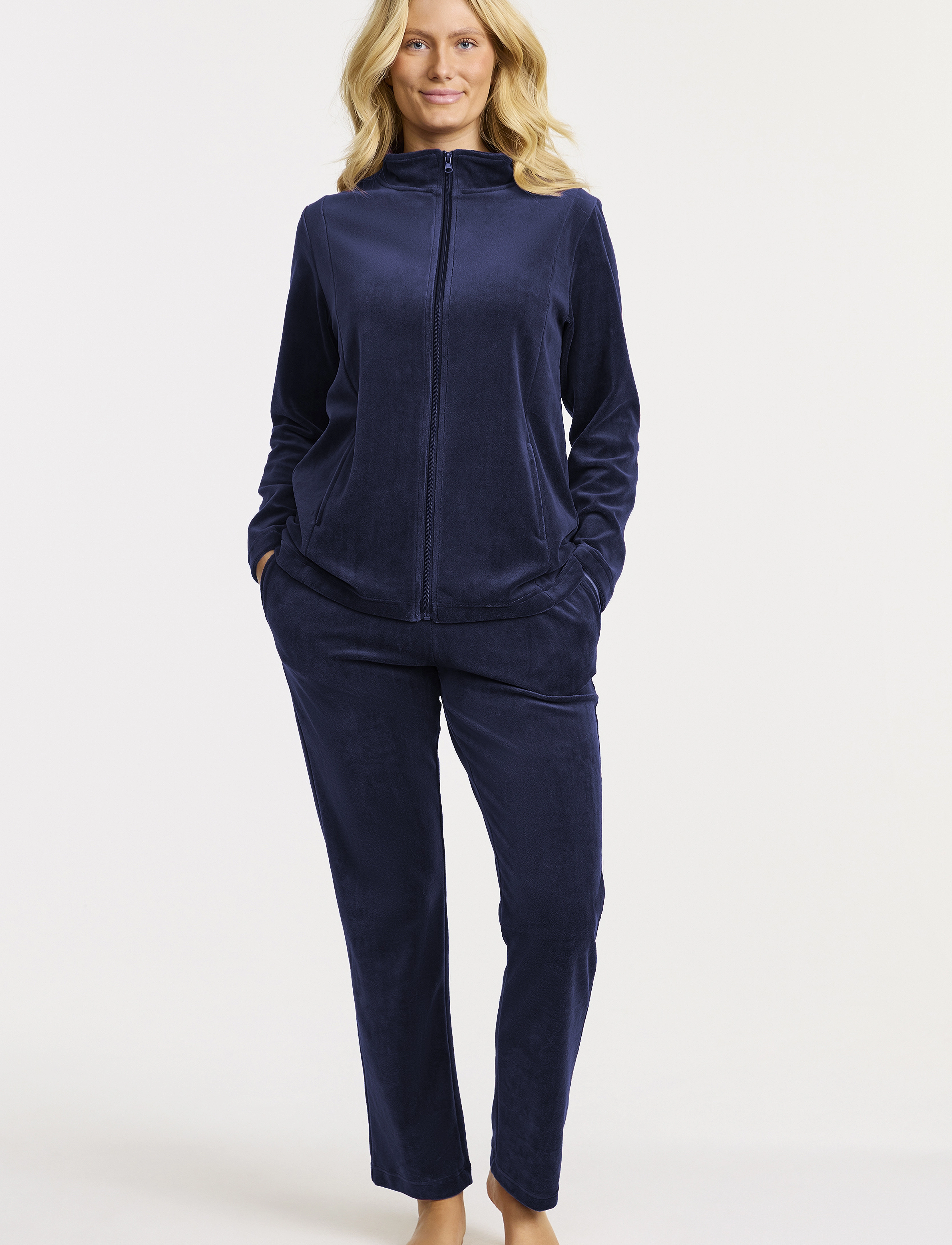 Damella of Sweden Velour Suit Marielle, Damen, Velours Trainingsanzug, Marineblau, Gr.S