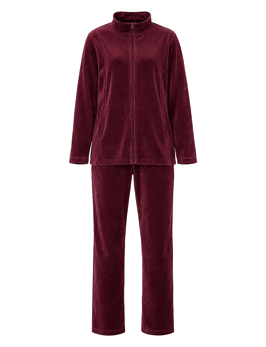 Damella of Sweden - Velour suit Marielle - natkjoler - ruby wine - 1