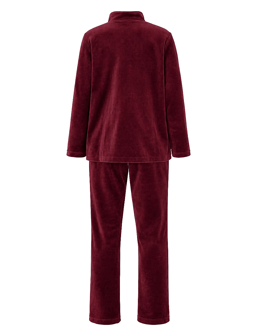 Damella of Sweden - Velour suit Marielle - natkjoler - ruby wine - 2