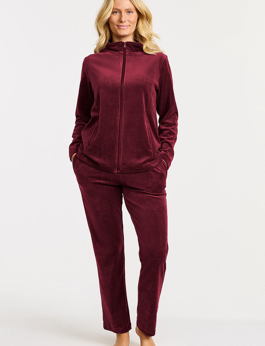 Damella of Sweden - Velour suit Marielle - natkjoler - ruby wine - 0