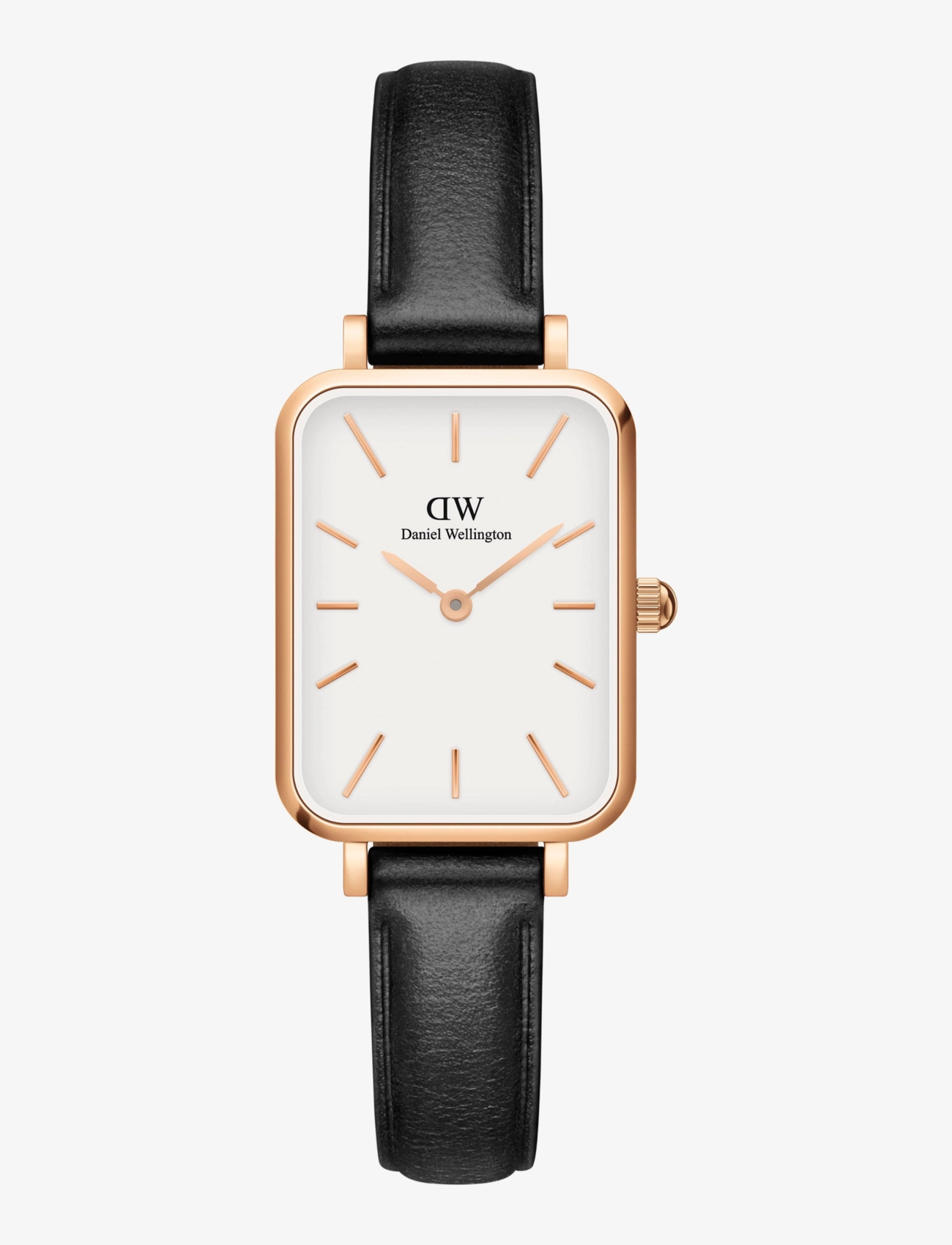 Daniel Wellington Quadro 20X26 Pressed Sheffield Rg White, Kvinder, Rektangulært Læderrem Ur, Sort, Str: 20X26MM