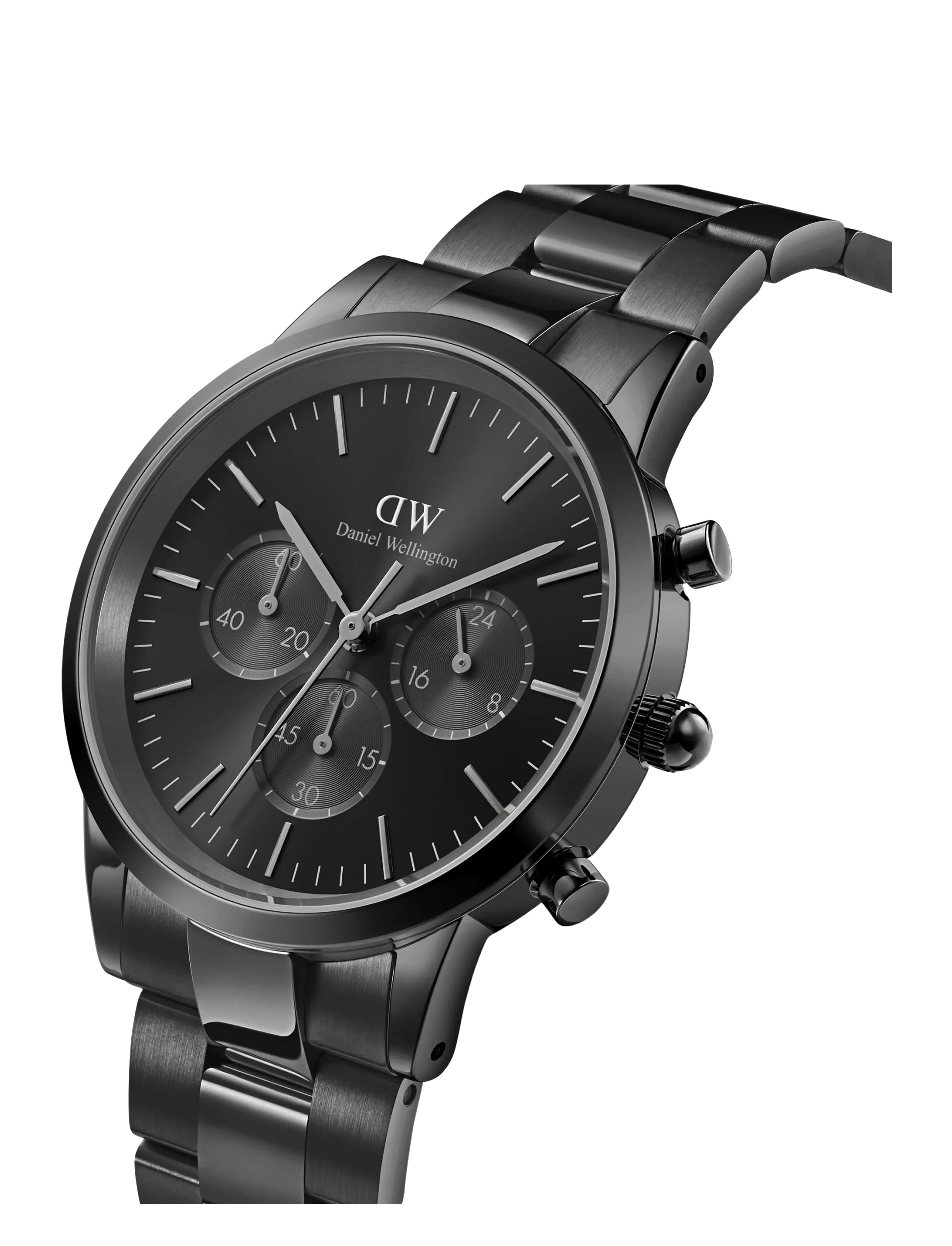 Daniel Wellington - Iconic Chronograph 42 Link B Onyx - analoge uhren - black - 2