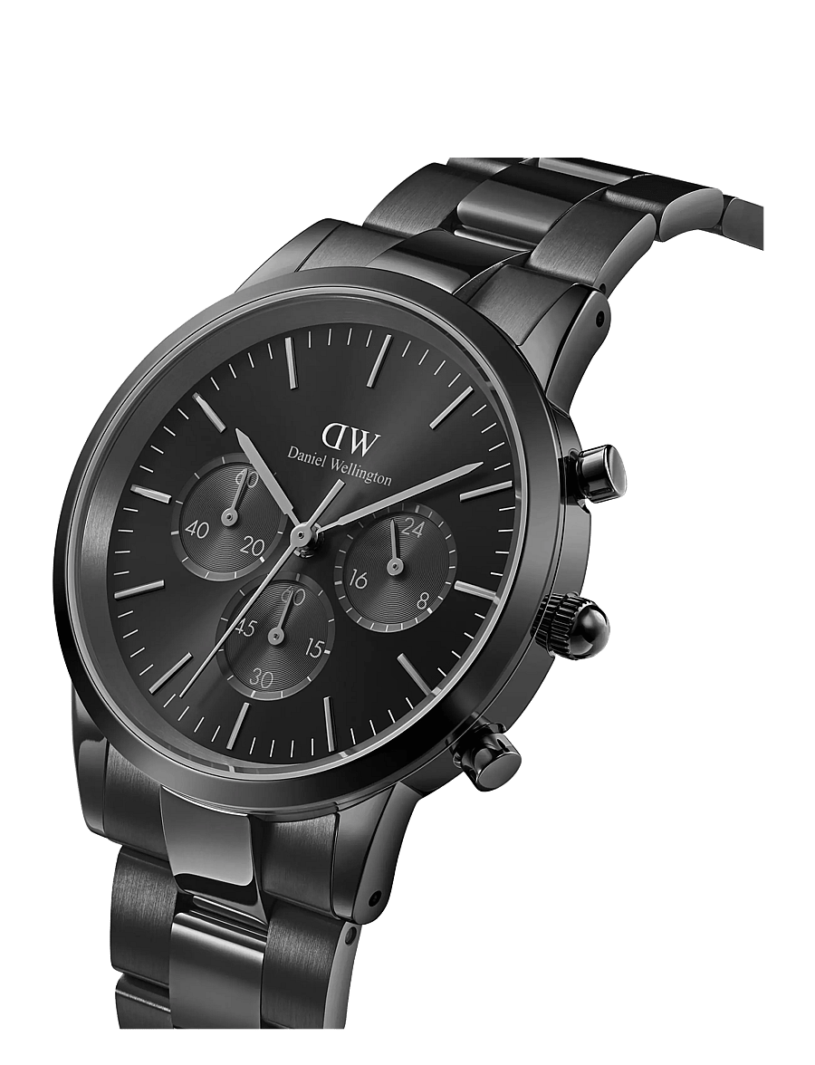 Daniel Wellington - Iconic Chronograph 42 Link B Onyx - analoge uhren - black - 2
