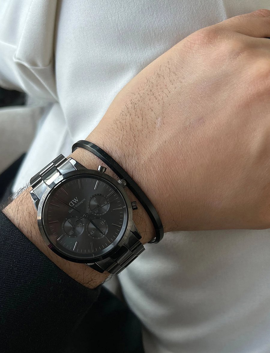 Daniel Wellington - Iconic Chronograph 42 Link B Onyx - analoge uhren - black - 0