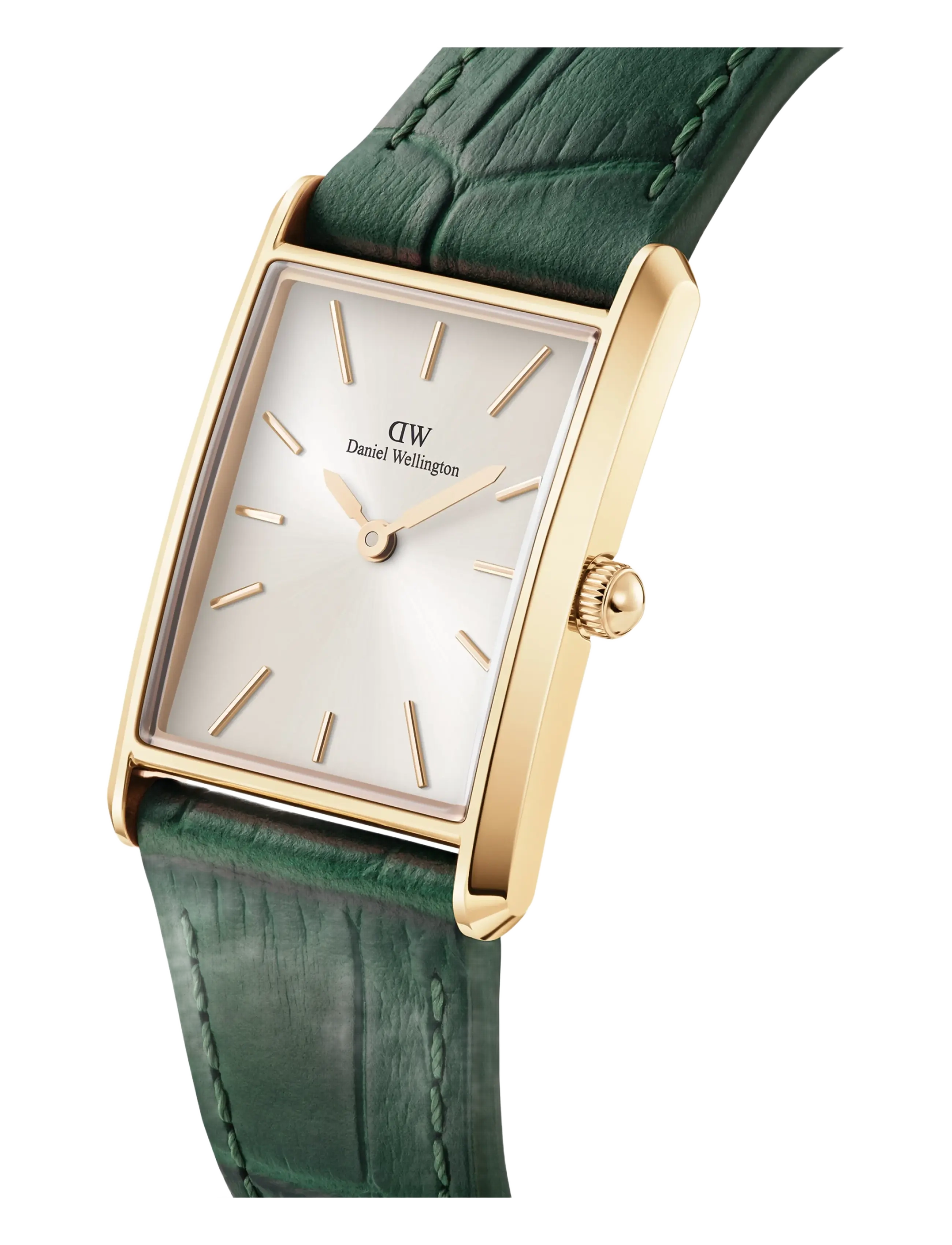 Daniel Wellington - Bound 22x32 Green croc leather G Champagne Sunray - analoge ure - gold - 2