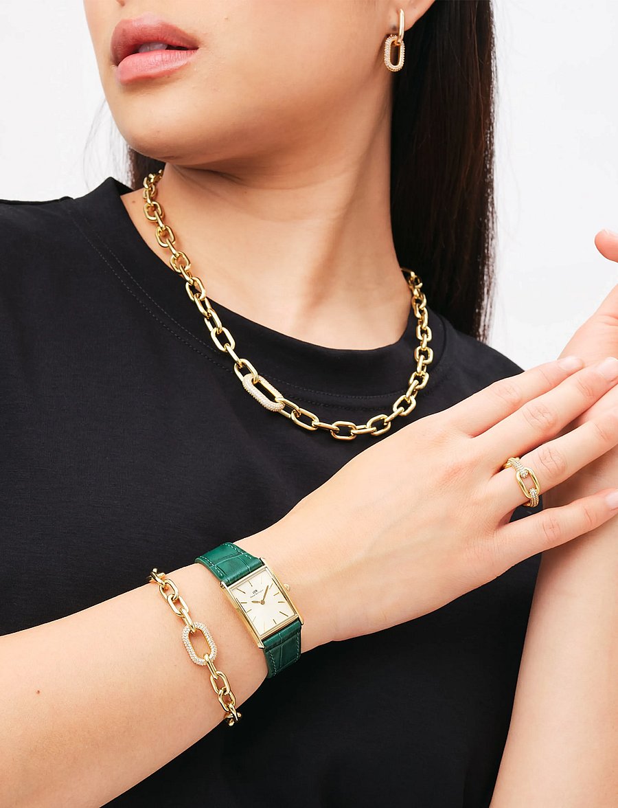 Daniel Wellington - Bound 22x32 Green croc leather G Champagne Sunray - analoge ure - gold - 0