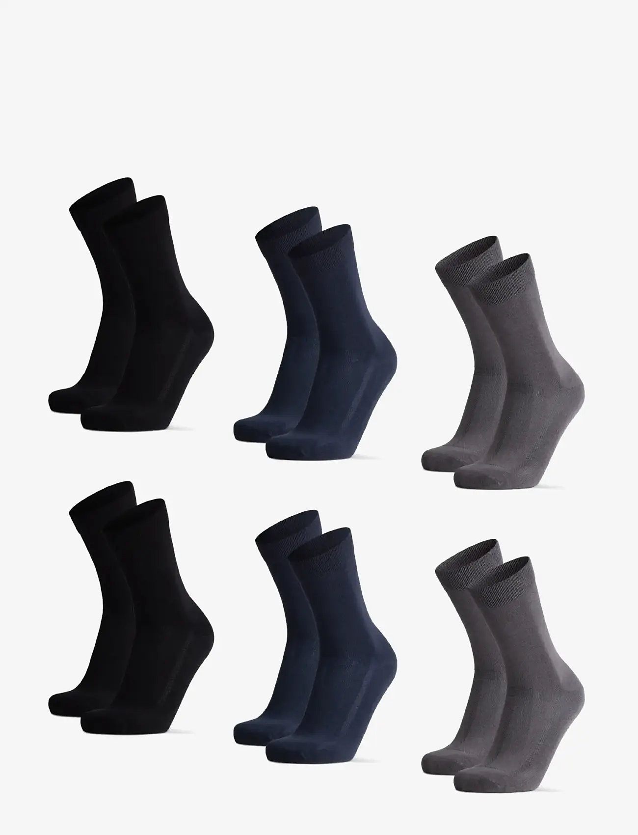Danish Endurance - Bamboo Crew Socks 6-pack - klassikalised sokid - mc (2xblack, 2xgrey, 2xnavy blue) - 1