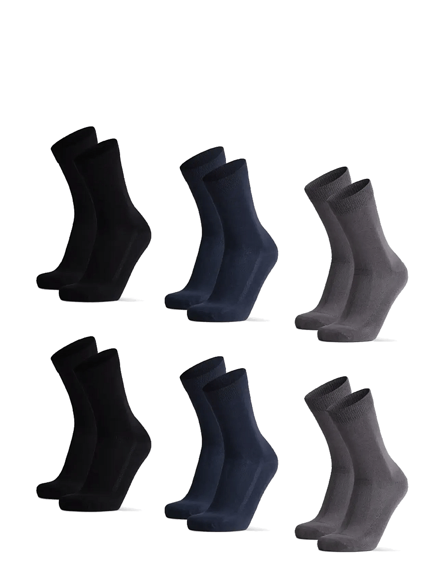 Danish Endurance - Bamboo Crew Socks 6-pack - crew sokkar - mc (2xblack, 2xgrey, 2xnavy blue) - 1