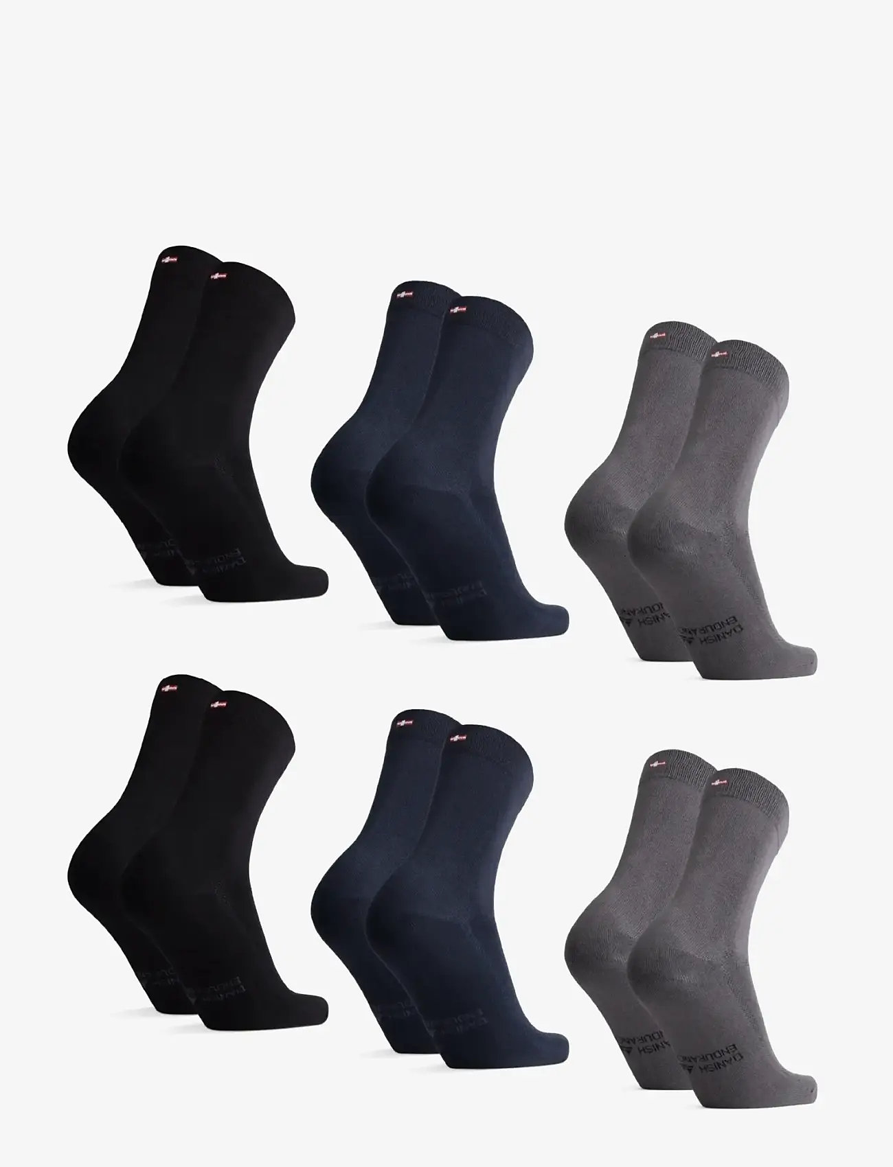 Danish Endurance - Bamboo Crew Socks 6-pack - klassikalised sokid - mc (2xblack, 2xgrey, 2xnavy blue) - 2