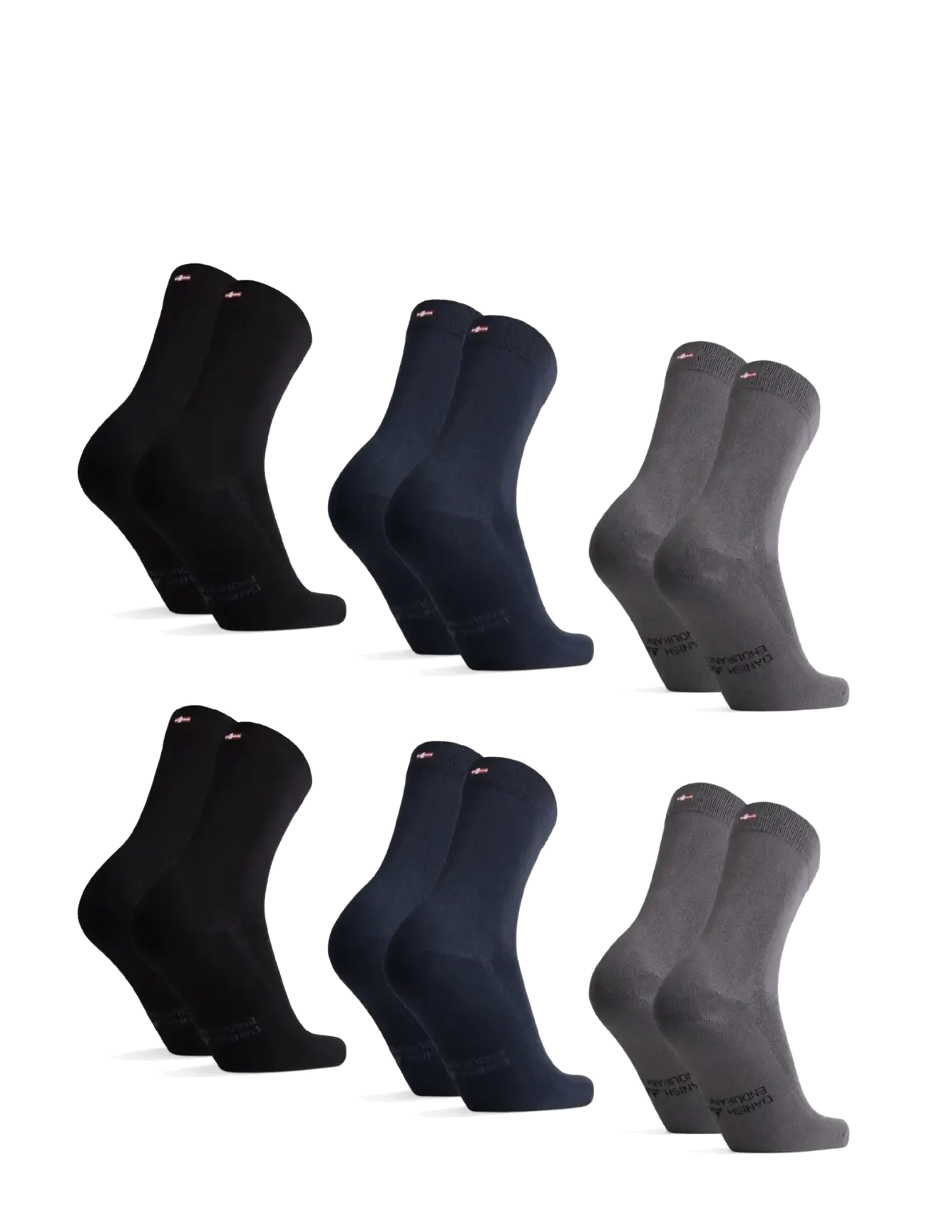 Danish Endurance - Bamboo Crew Socks 6-pack - crew sokkar - mc (2xblack, 2xgrey, 2xnavy blue) - 2