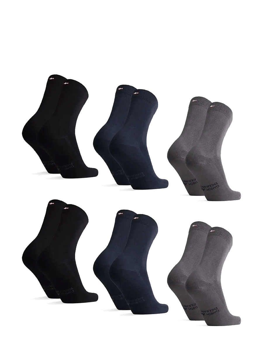 Danish Endurance - Bamboo Crew Socks 6-pack - crew sokkar - mc (2xblack, 2xgrey, 2xnavy blue) - 2