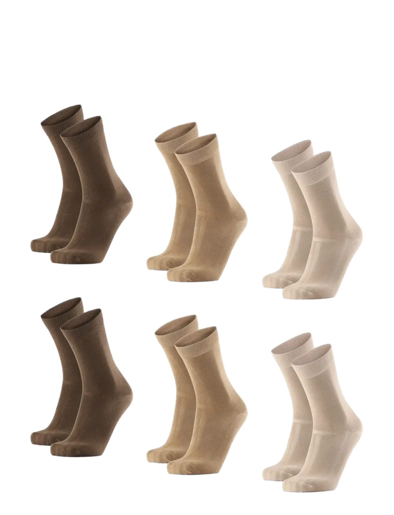 Danish Endurance Bamboo Crew Socks 6-pack - Danish Endurance - MC (2XSAND, 2XBEIGE, 2XBROWN) / beige