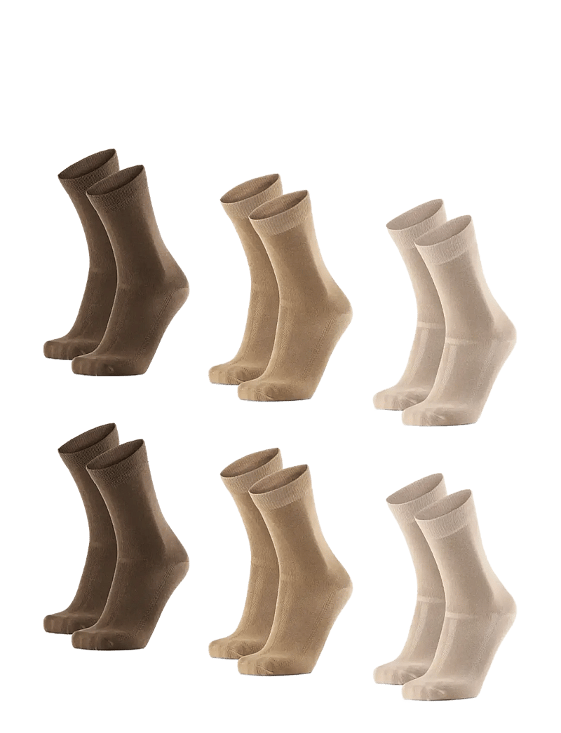 Danish Endurance - Bamboo Crew Socks 6-pack - crew-socken - mc (2xsand, 2xbeige, 2xbrown) - 1