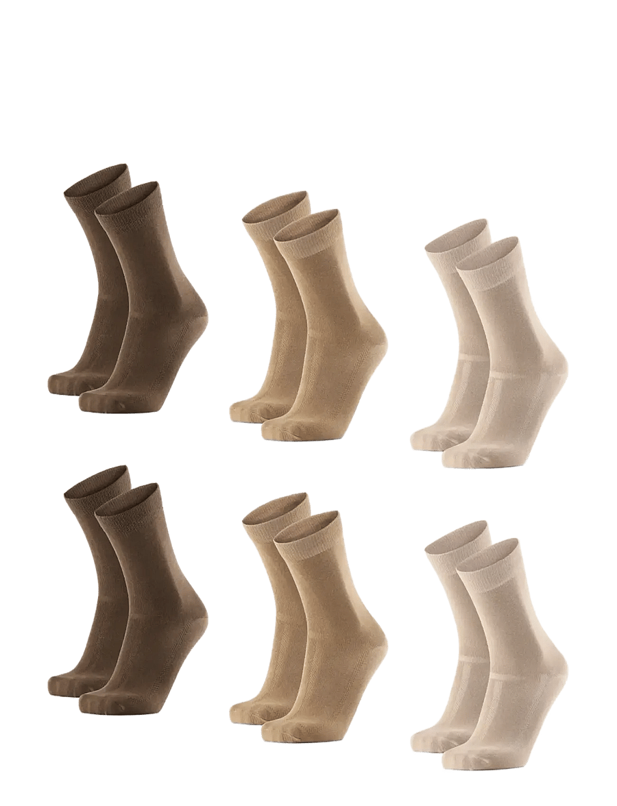 Danish Endurance - Bamboo Crew Socks 6-pack - tennissocken - mc (2xsand, 2xbeige, 2xbrown) - 1