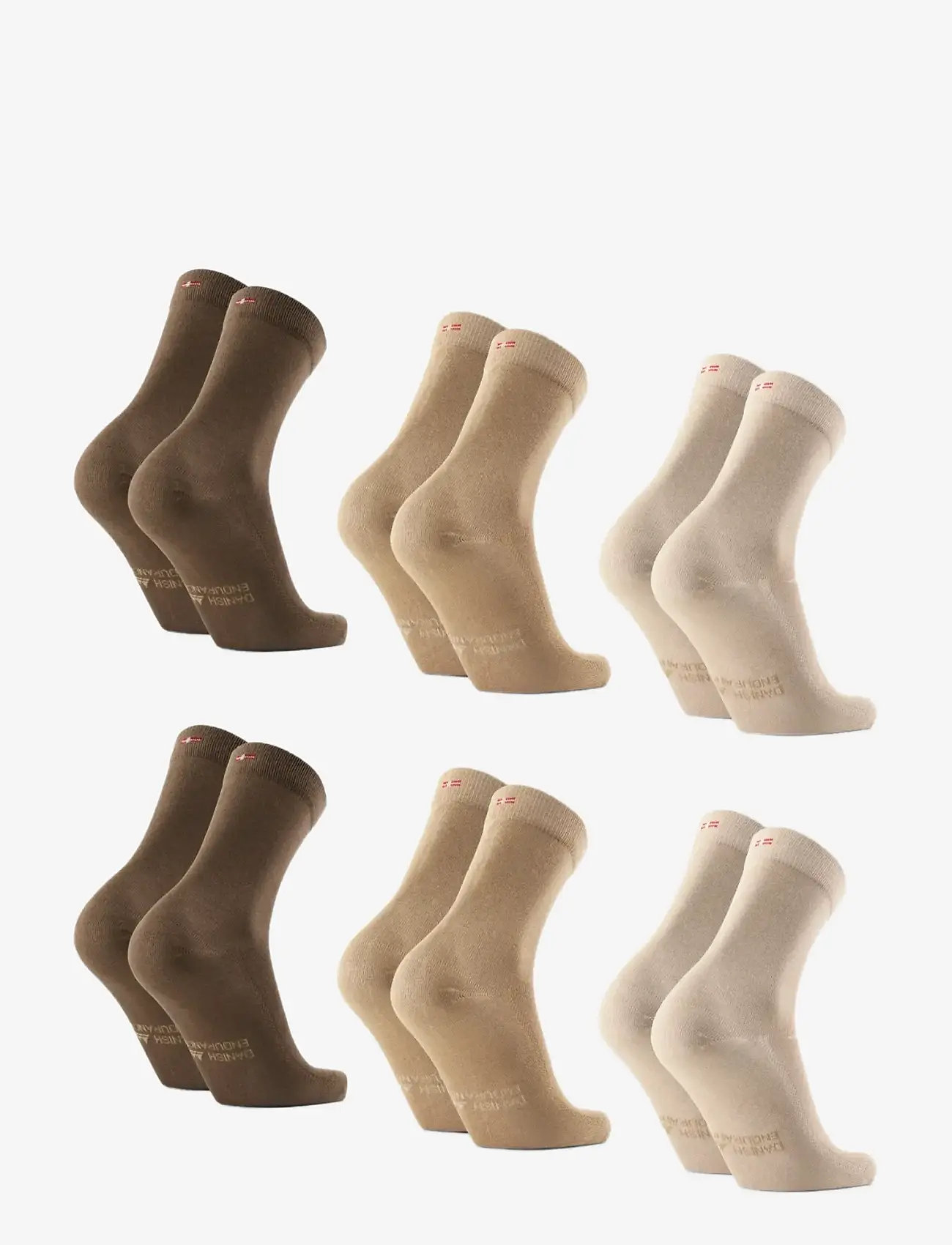 Danish Endurance - Bamboo Crew Socks 6-pack - crew-socken - mc (2xsand, 2xbeige, 2xbrown) - 2