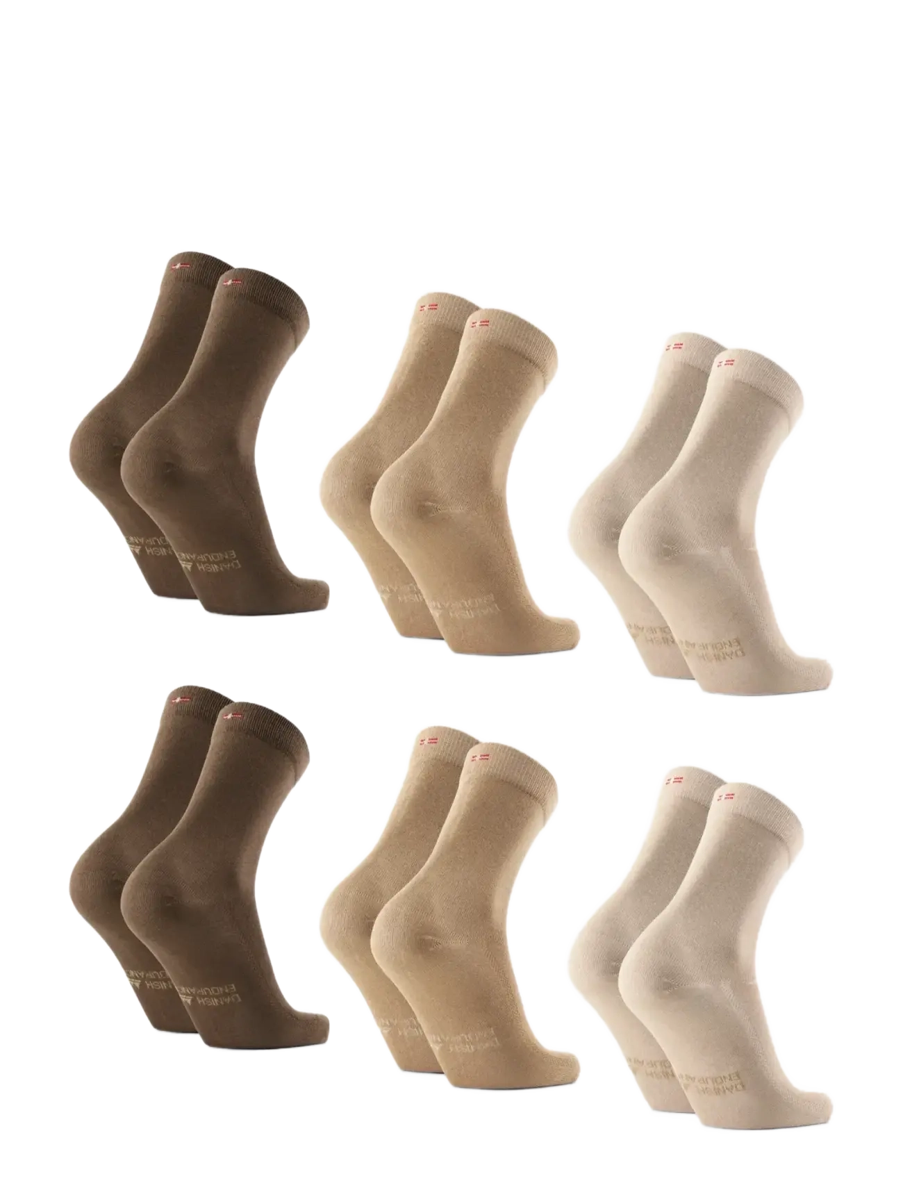 Danish Endurance - Bamboo Crew Socks 6-pack - laveste priser - mc (2xsand, 2xbeige, 2xbrown) - 2