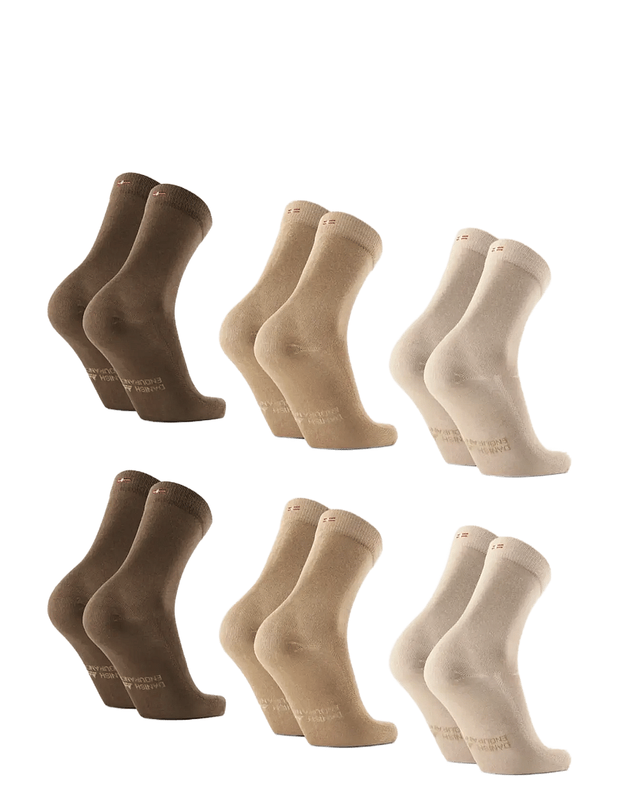 Danish Endurance - Bamboo Crew Socks 6-pack - tennissocken - mc (2xsand, 2xbeige, 2xbrown) - 2