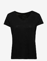 Danish Endurance - Women's Modal V-Neck T-Shirt 1-pack - zemākās cenas - jet black - 0