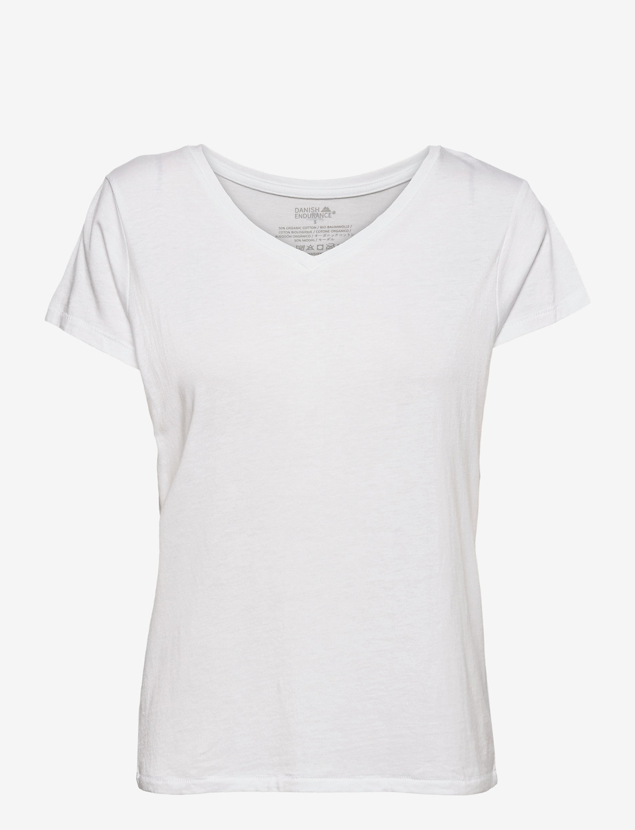 Danish Endurance - Women's Modal V-Neck T-Shirt 1-pack - alhaisimmat hinnat - pure white - 0