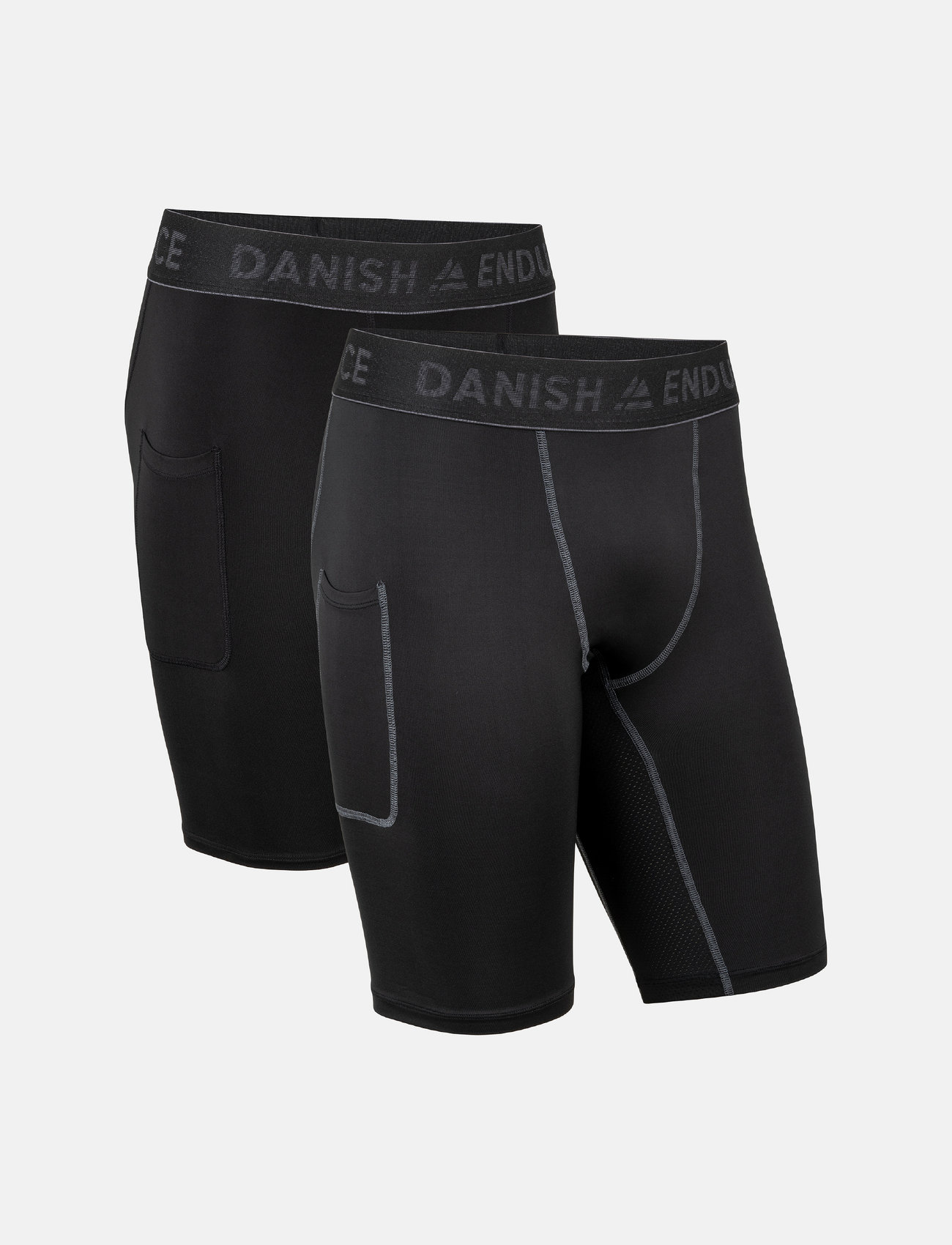 Danish Endurance - Power Compression Shorts (Men) 2-pack - løbeshorts - multicolor (1x black, 1x black/grey) - 1