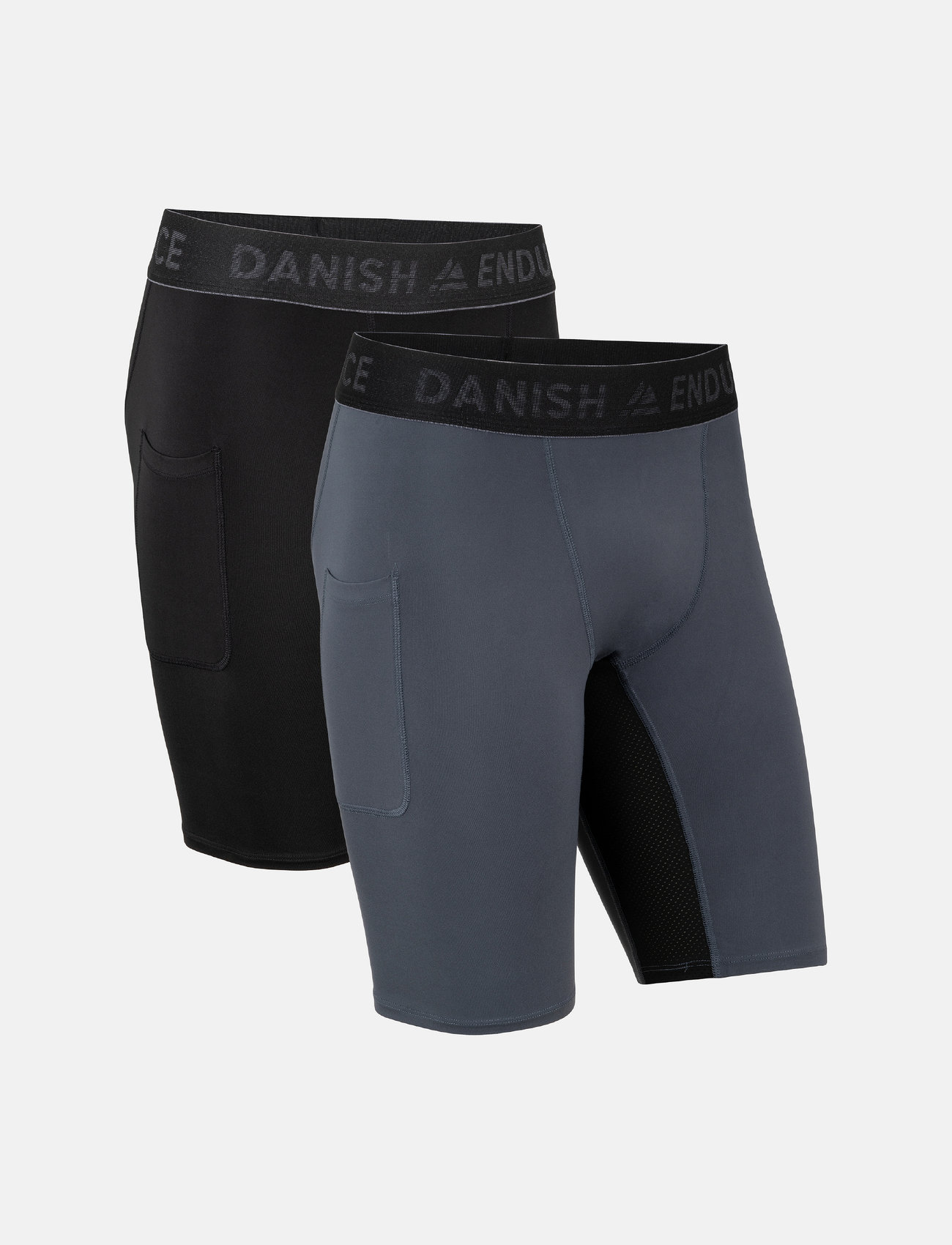Danish Endurance - Men's Compression Shorts 2-pack - løbetights - multicolor (1x black, 1x grey) - 1