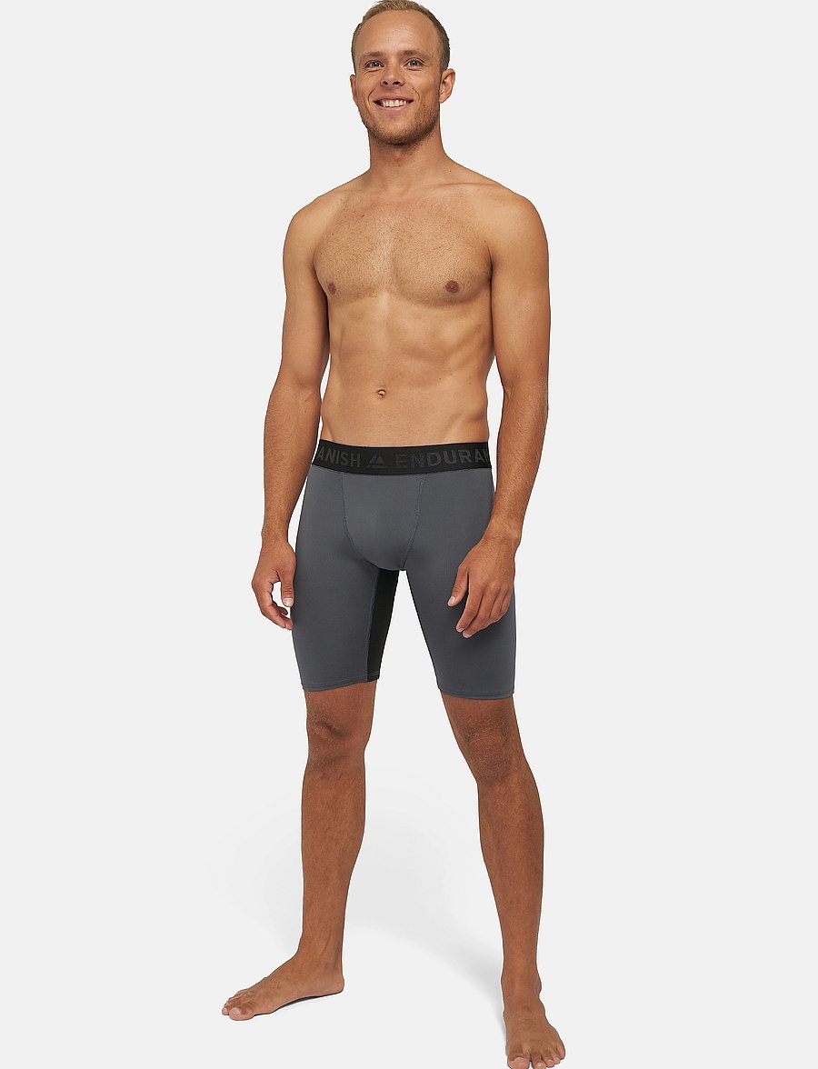 Danish Endurance - Power Compression Shorts (Men) 2-pack - laufshorts - multicolor (1x black, 1x grey) - 0