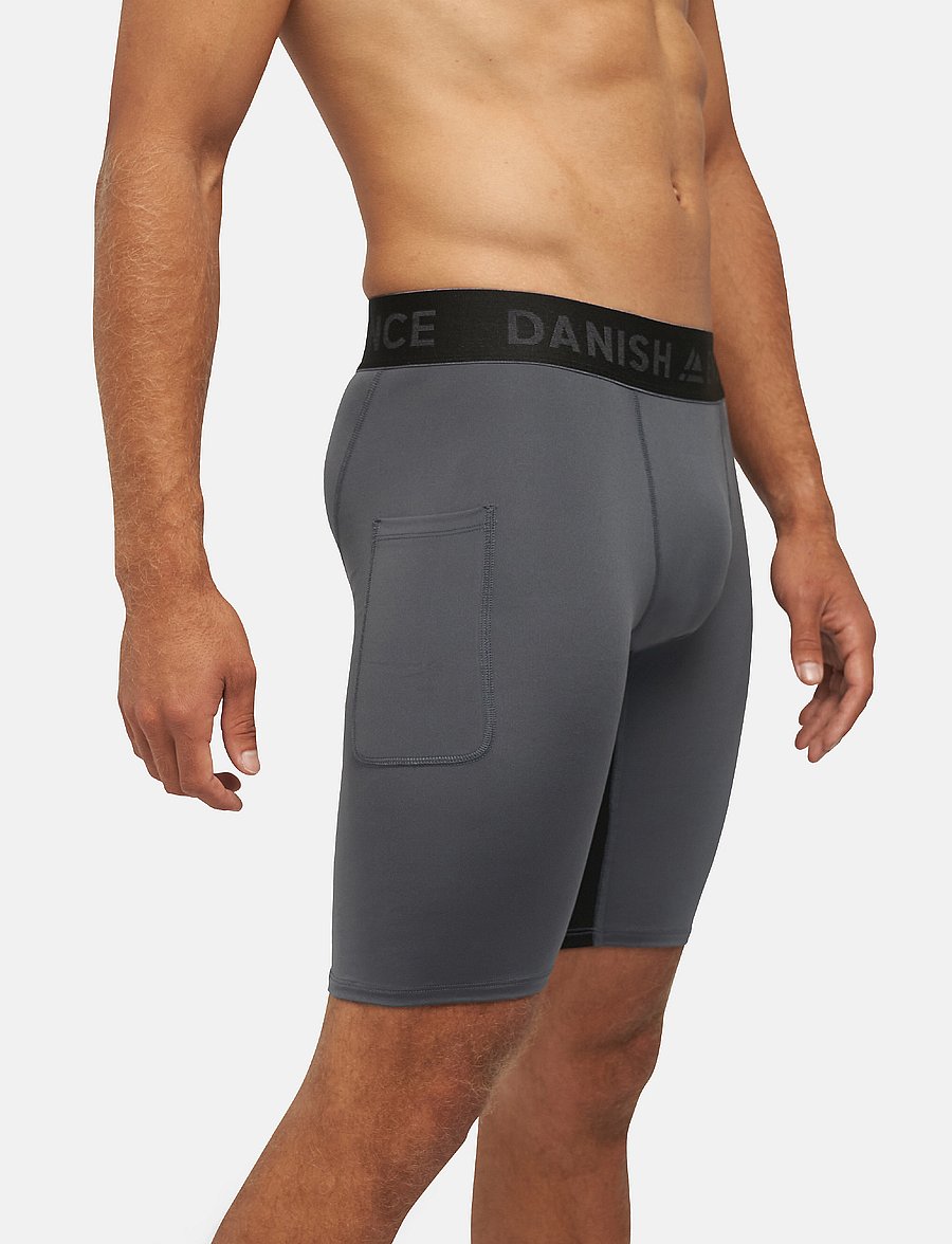 Danish Endurance - Power Compression Shorts (Men) 2-pack - laufshorts - multicolor (1x black, 1x grey) - 4