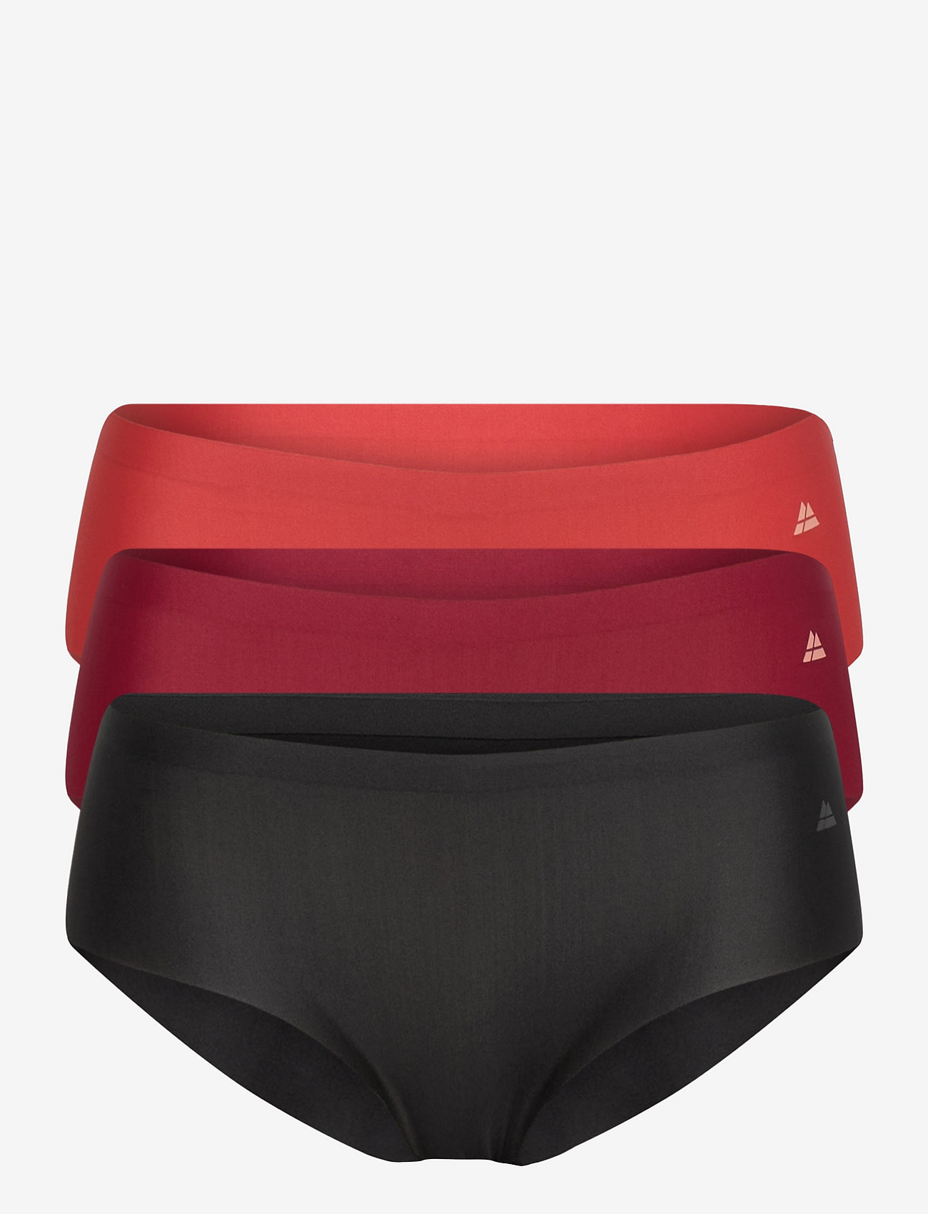 Danish Endurance - Women's Invisible Hipster - seamless panties - multicolor (1x black, 1x blush, 1x ruby) - 0
