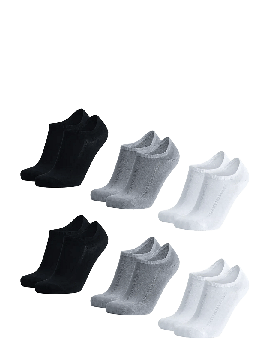 Danish Endurance - Bamboo No-Show Socks 6-pack - träningsstrumpor - multicolor (2x black, 2x grey, 2x white) - 0
