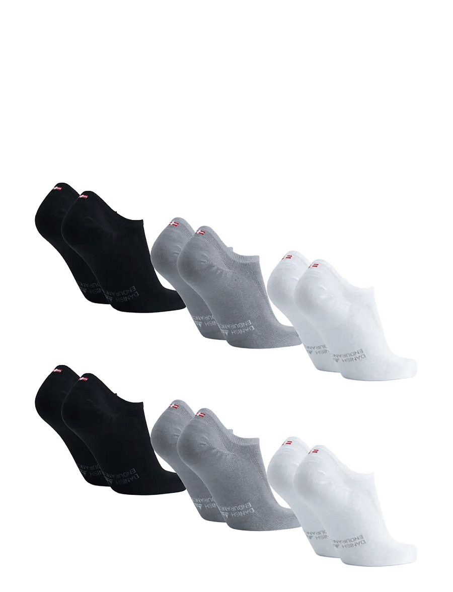 Danish Endurance - Bamboo No-Show Socks 6-pack - träningsstrumpor - multicolor (2x black, 2x grey, 2x white) - 1