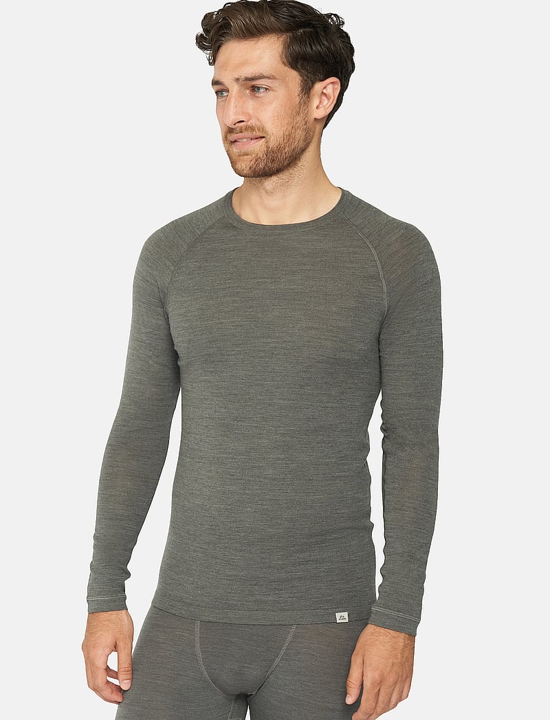 Danish Endurance - Men's Merino Long Sleeved Shirt - underställströjor - dark grey - 0