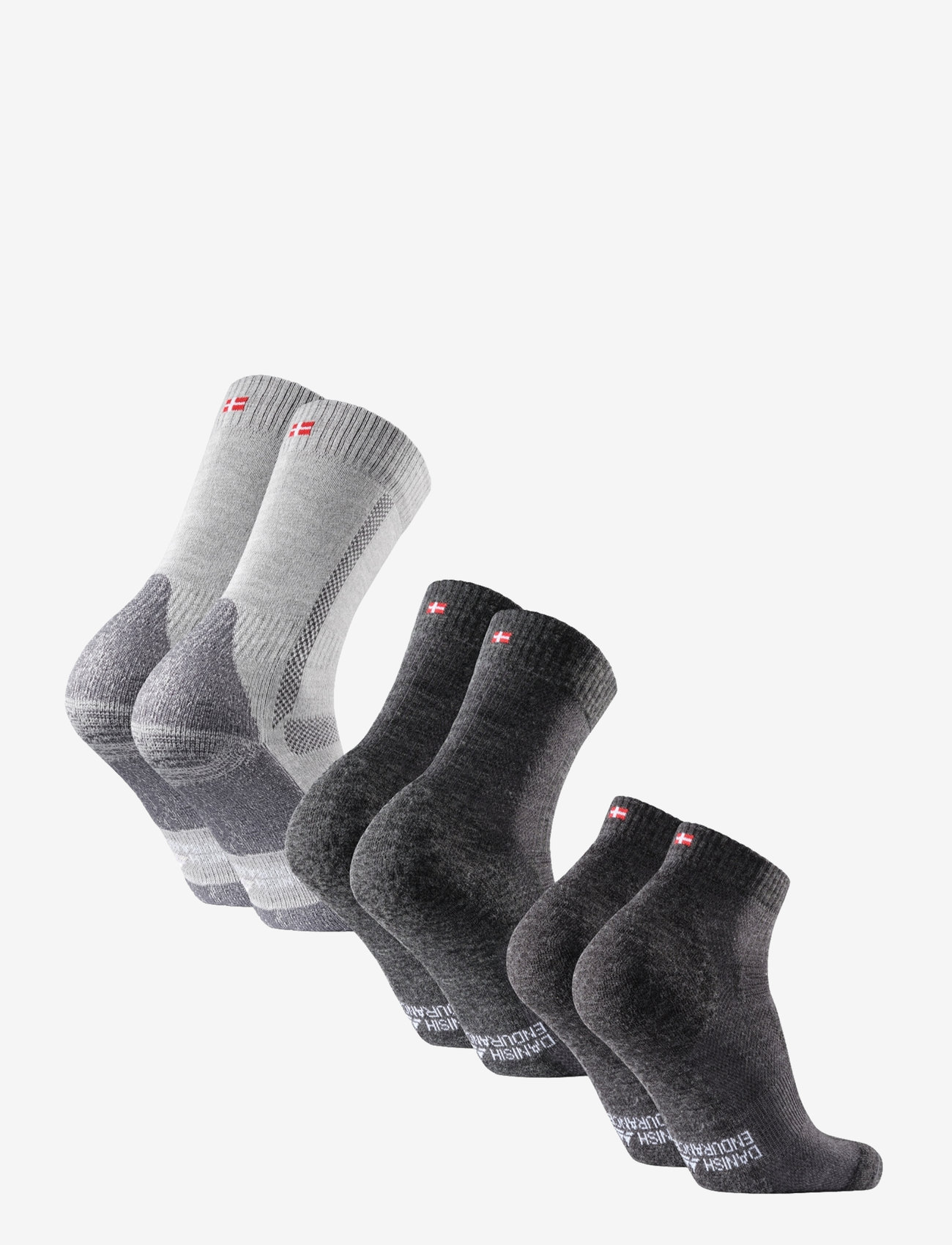 Danish Endurance - Hiking Socks Set 3-pack - träningsstrumpor - grey (hiking classic grey, light grey, low-cut grey) - 1