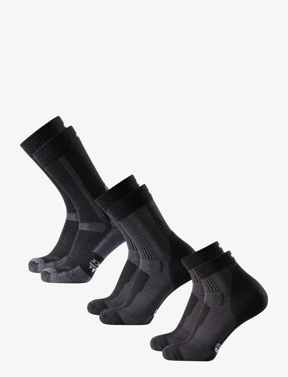 Danish Endurance - Hiking Combo Socks 3 Pack - sportsokken - black (hiking classic black, light black, low-cut black) - 0