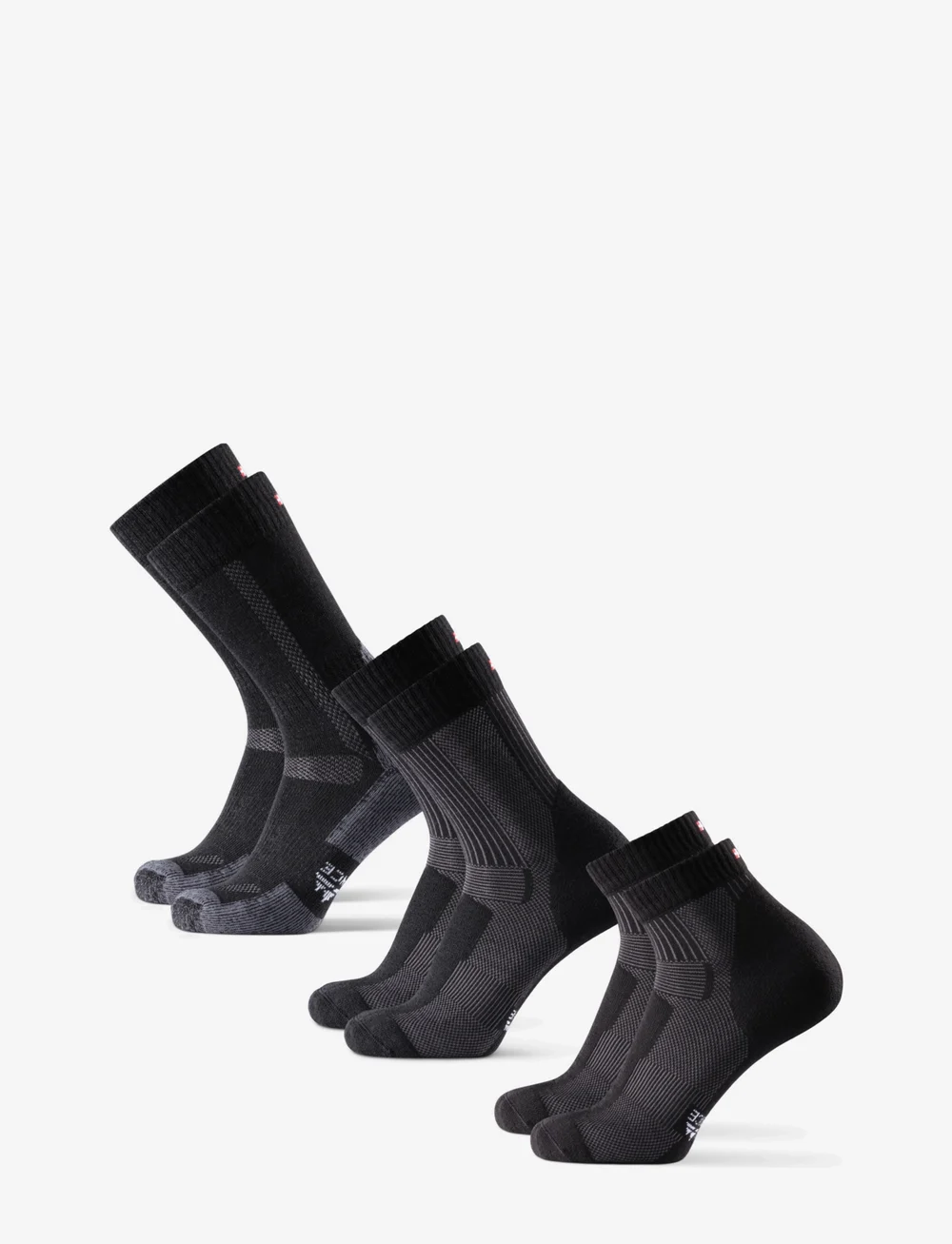 Danish Endurance - Hiking Combo Socks 3 Pack - sportsokken - black (hiking classic black, light black, low-cut black) - 1