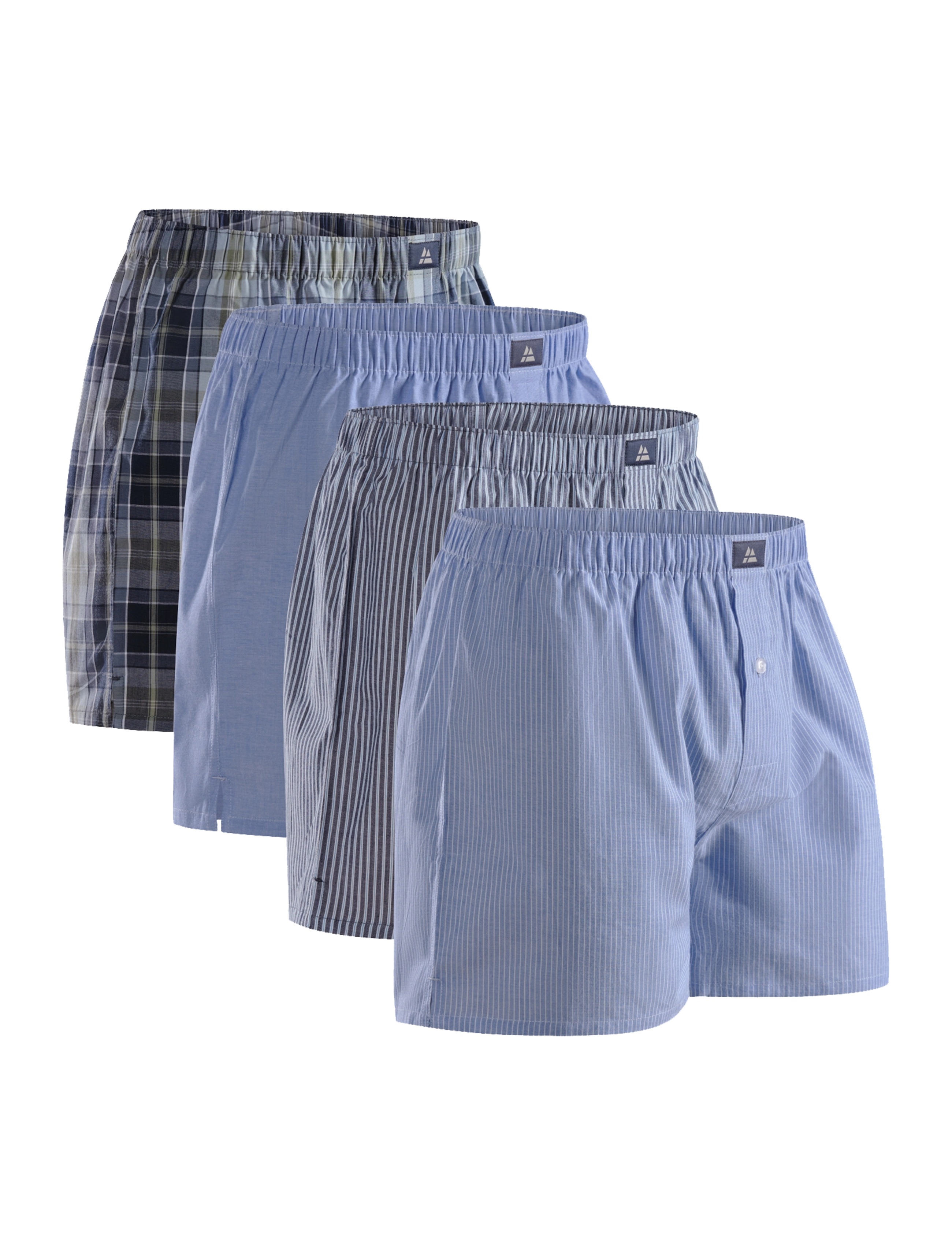 Danish Endurance Organic Woven Boxers (Men) 4-pack - Alusvaatteet - ASSORTED BLUE/STRIPES MIX / blue