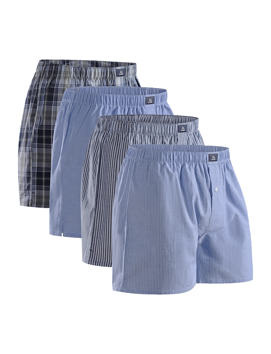 Danish Endurance - Organic Woven Boxers (Men) 4-pack - boxershorts - assorted blue/stripes mix - 1