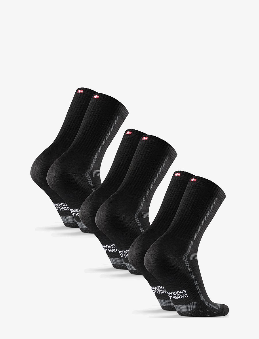 Danish Endurance - Long Distance Running Crew Socks 3-pack - Íþróttasokkar - black/grey - 2