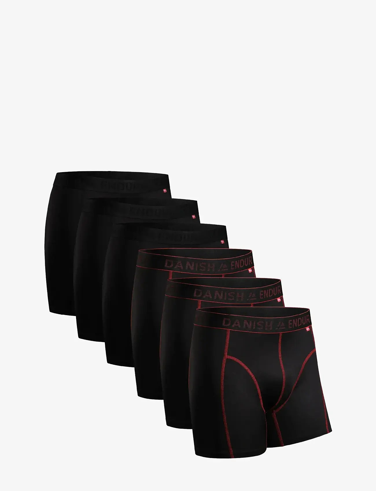 Danish Endurance - Sports Trunks 6 Pack - bokserid - mc (3xblack, 3xblack/red seams) - 1