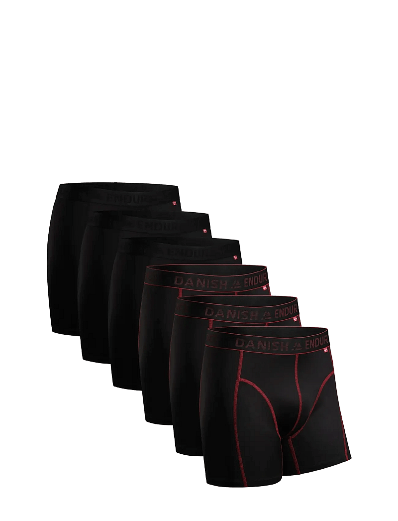 Danish Endurance - Sports Trunks (Men) 6-pack - boxershorts - mc (3xblack, 3xblack/red seams) - 1