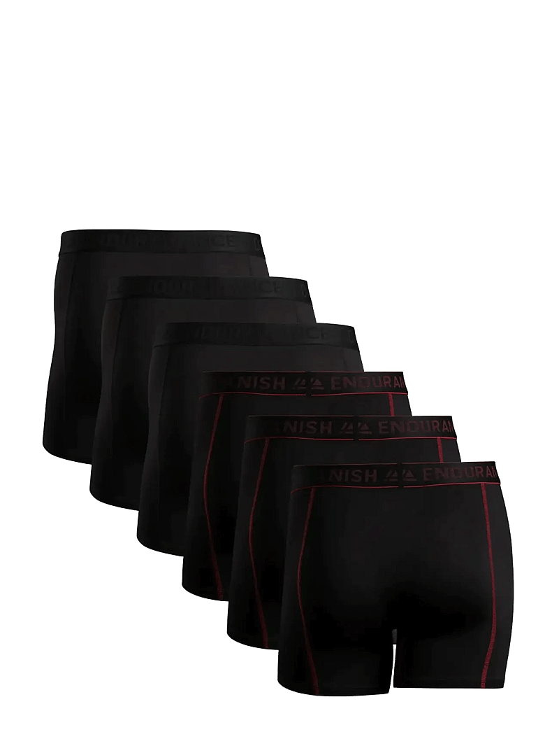 Danish Endurance - Sports Trunks (Men) 6-pack - boxershorts - mc (3xblack, 3xblack/red seams) - 2