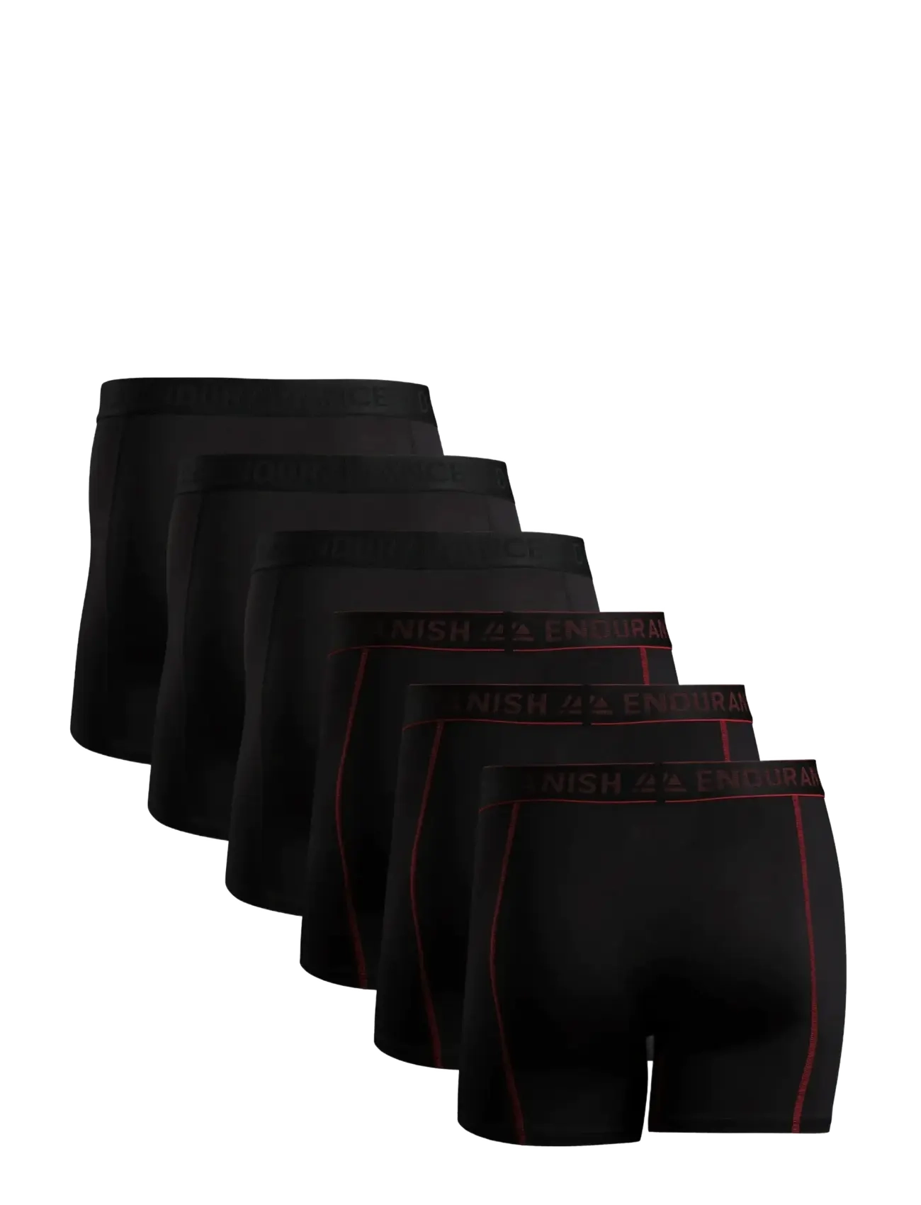 Danish Endurance - Sports Trunks (Men) 6-pack - boxershorts - mc (3xblack, 3xblack/red seams) - 2